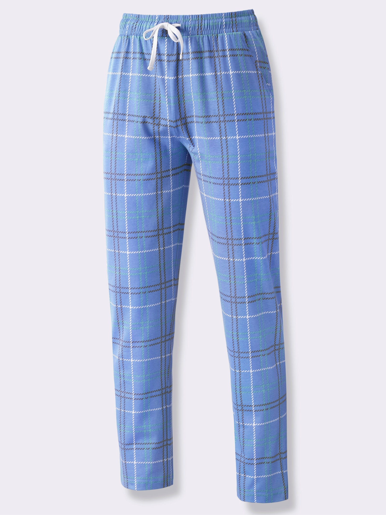 wäschepur men Hose lang - mittelblau-ozean-kariert