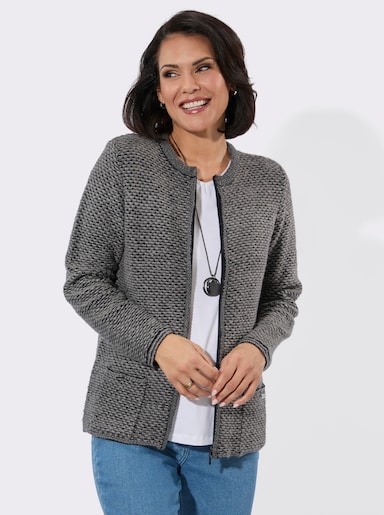 Strickjacke mit Farbverlauf - steingrau-anthrazit-gemustert