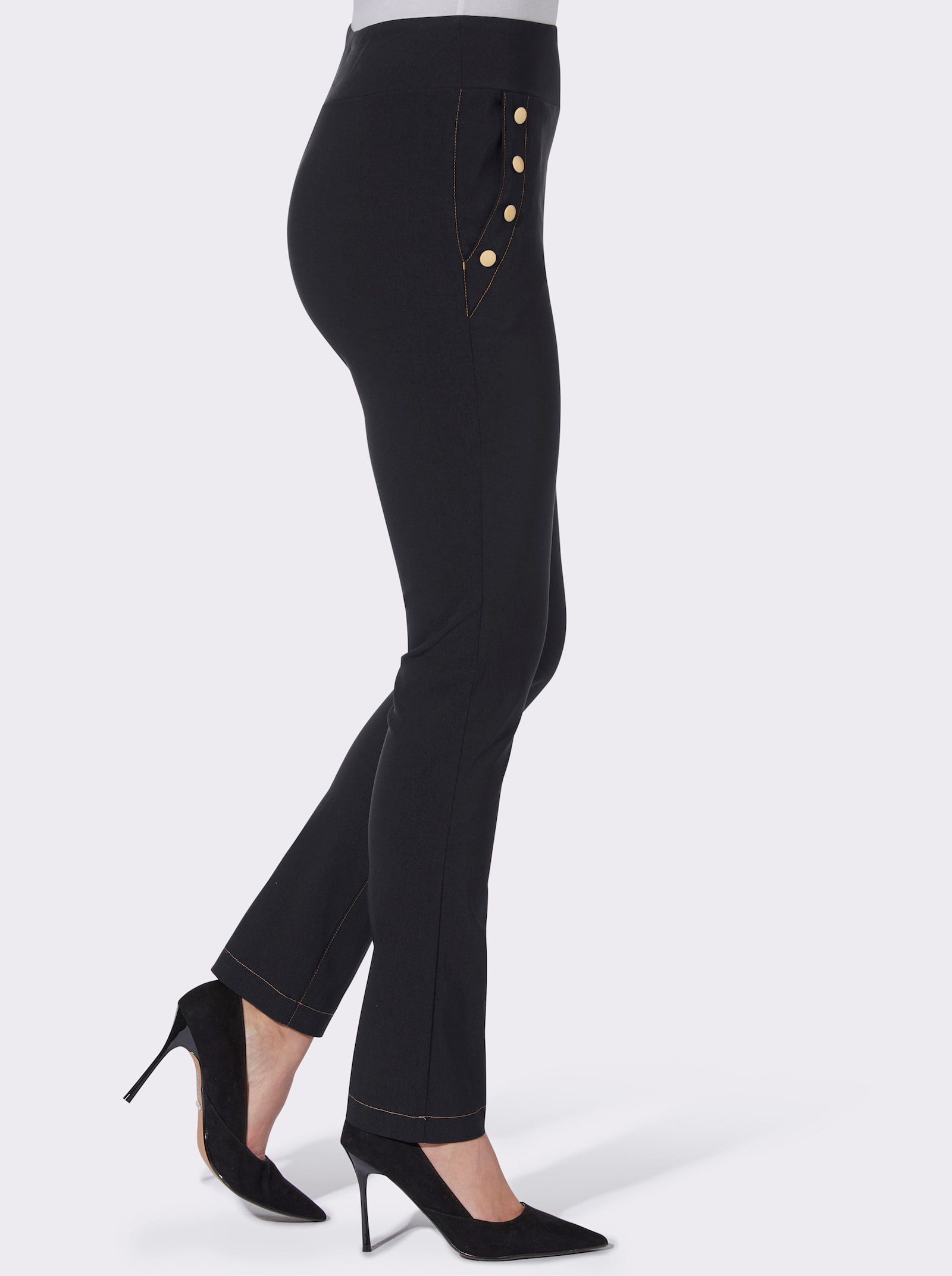 Bengalinhose mit Schmuckknöpfen - schwarz