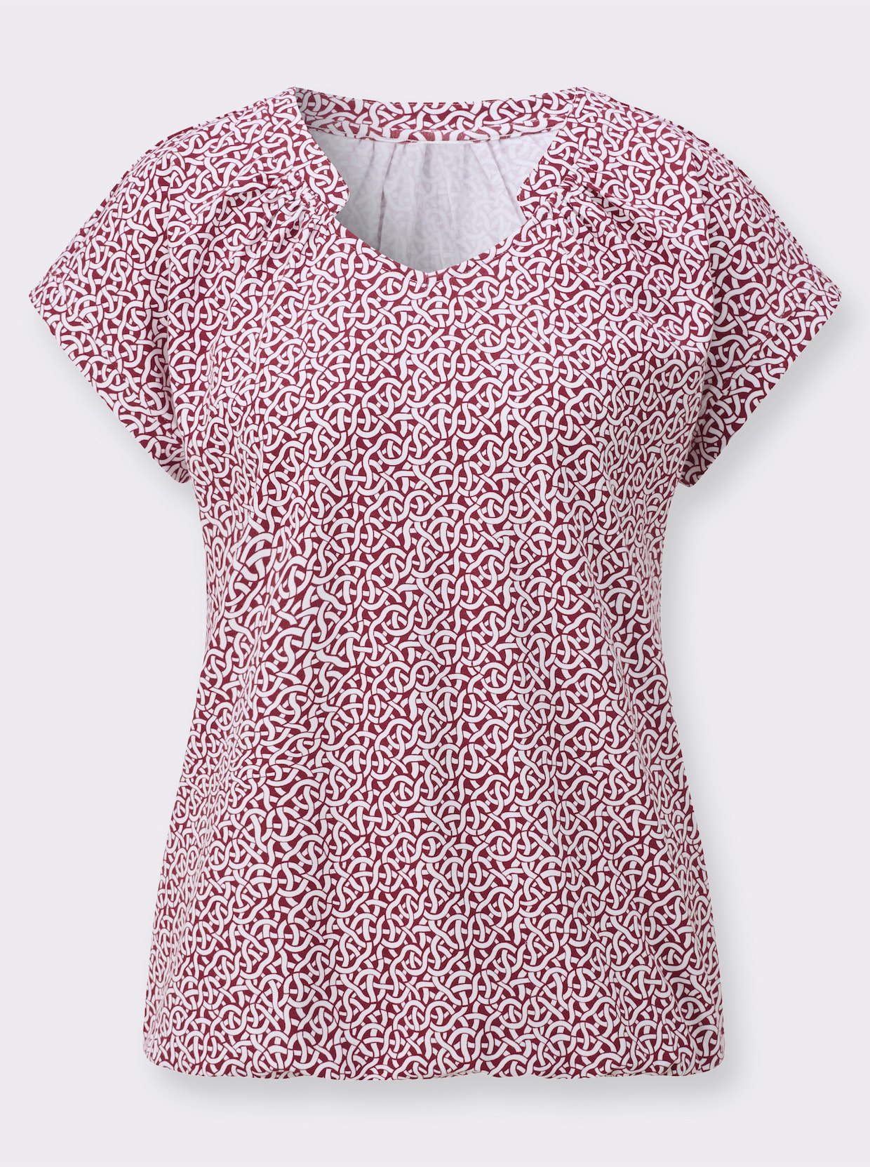 Kurzarmshirt - kirsche-ecru-bedruckt