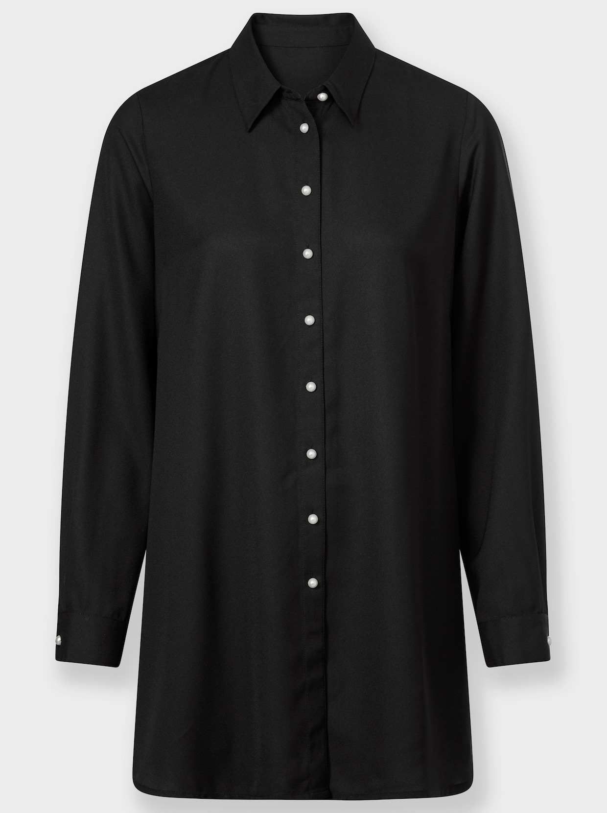 Longbluse in leichter A-Linie - schwarz