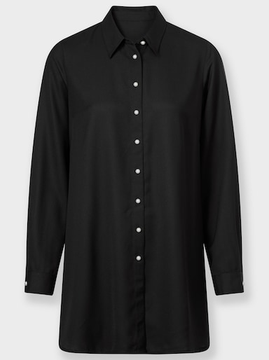 Longbluse in leichter A-Linie - schwarz