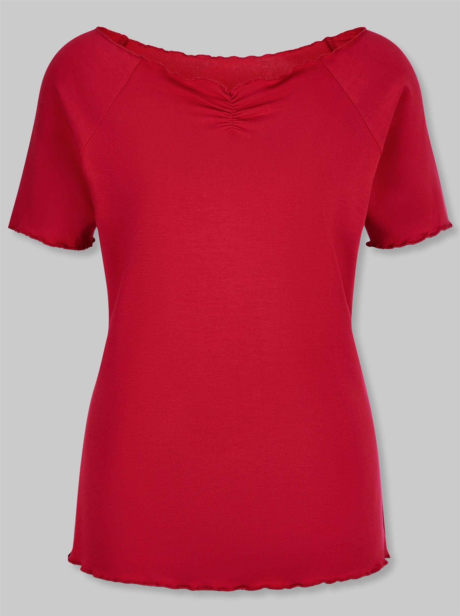 heine Kurzarmshirt mit Wellenkanten - erdbeere