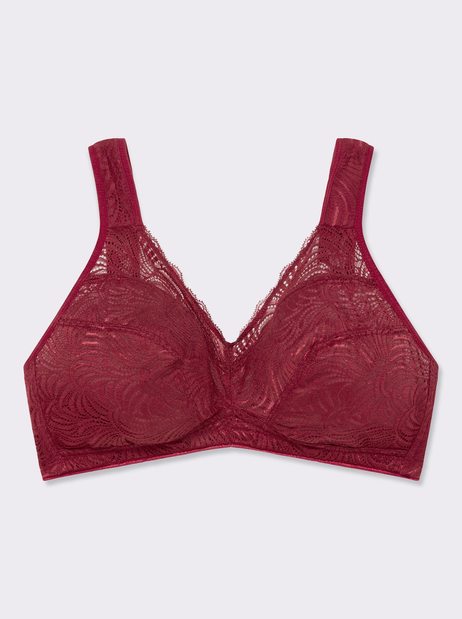 wäschepur BH ohne Bügel aus elastischer Spitze - kirsche