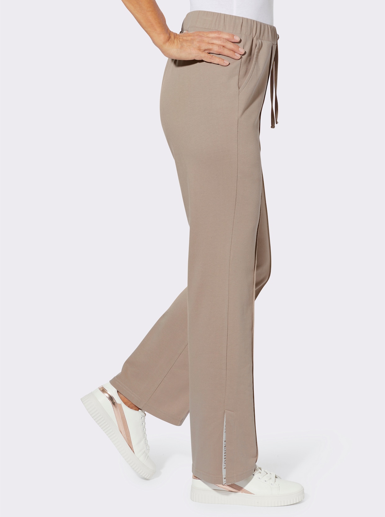 Jerseyhose mit abgesteppten BIesen - sesam