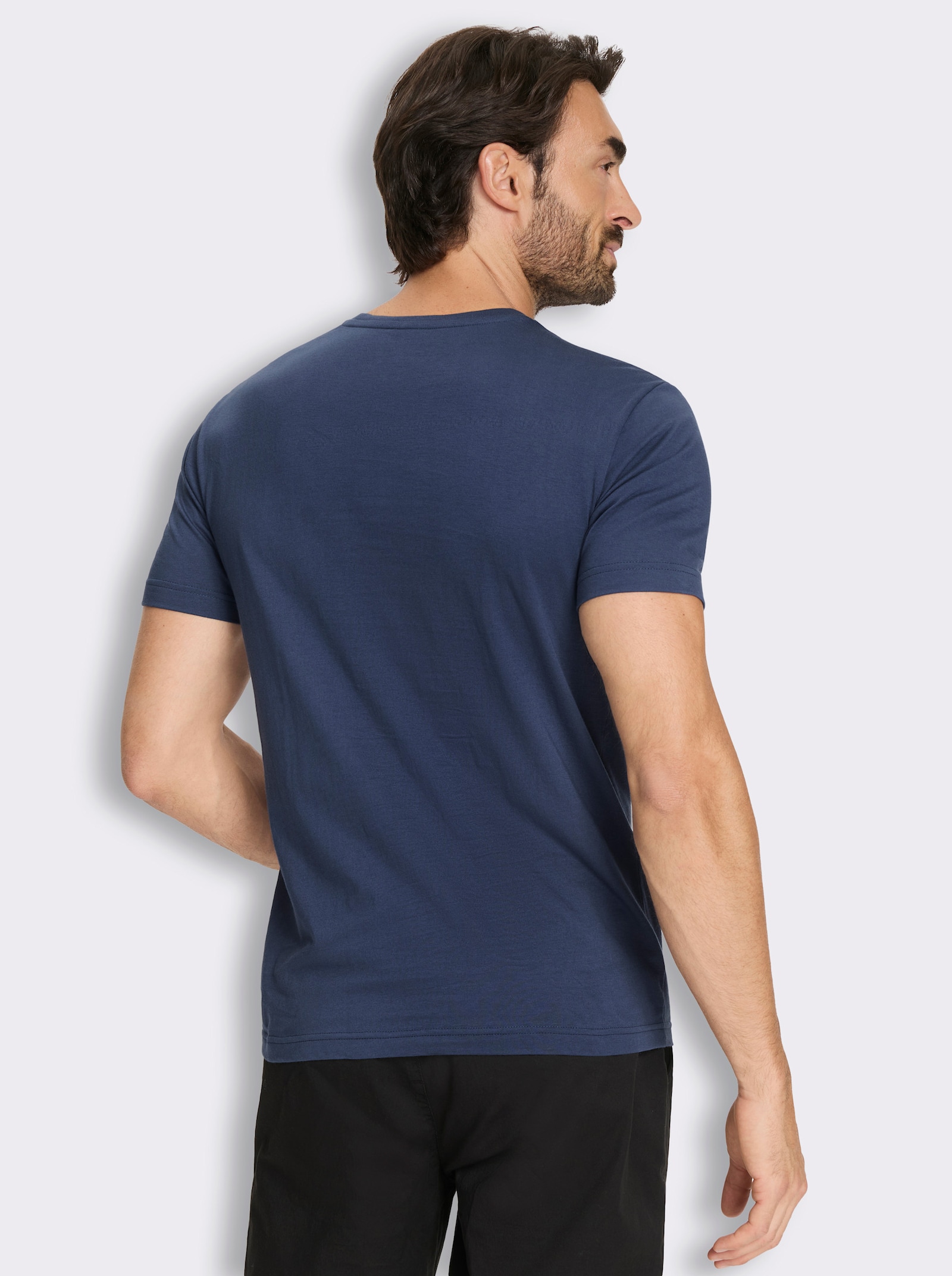 T-Shirt im 3er-Pack - dunkelblau + steingrau + aquamarin