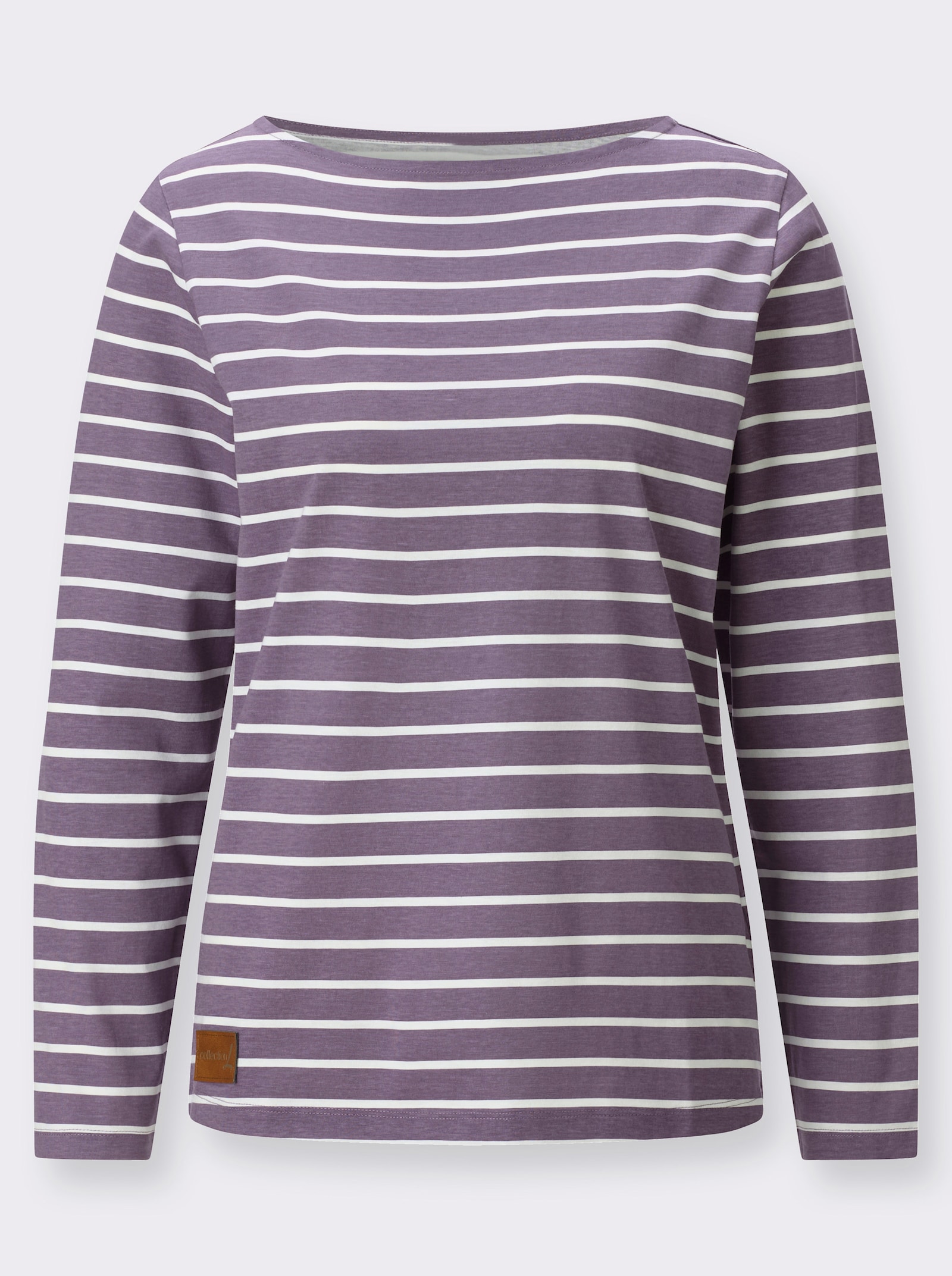 Ringelshirt mit U-Boot-Ausschnitt - feige-ecru-geringelt