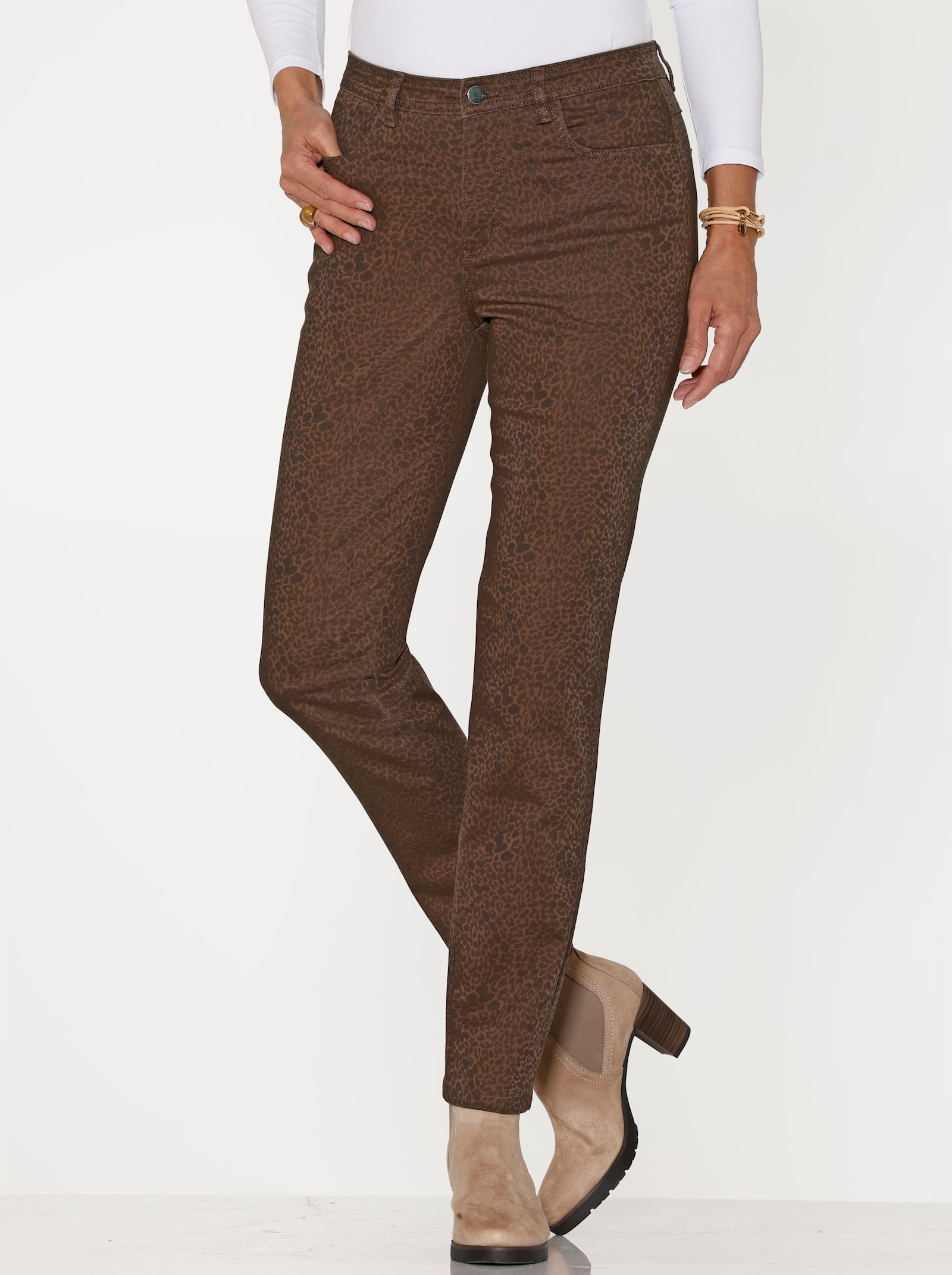 Jeans im Animalprint - braun-schoko-bedruckt