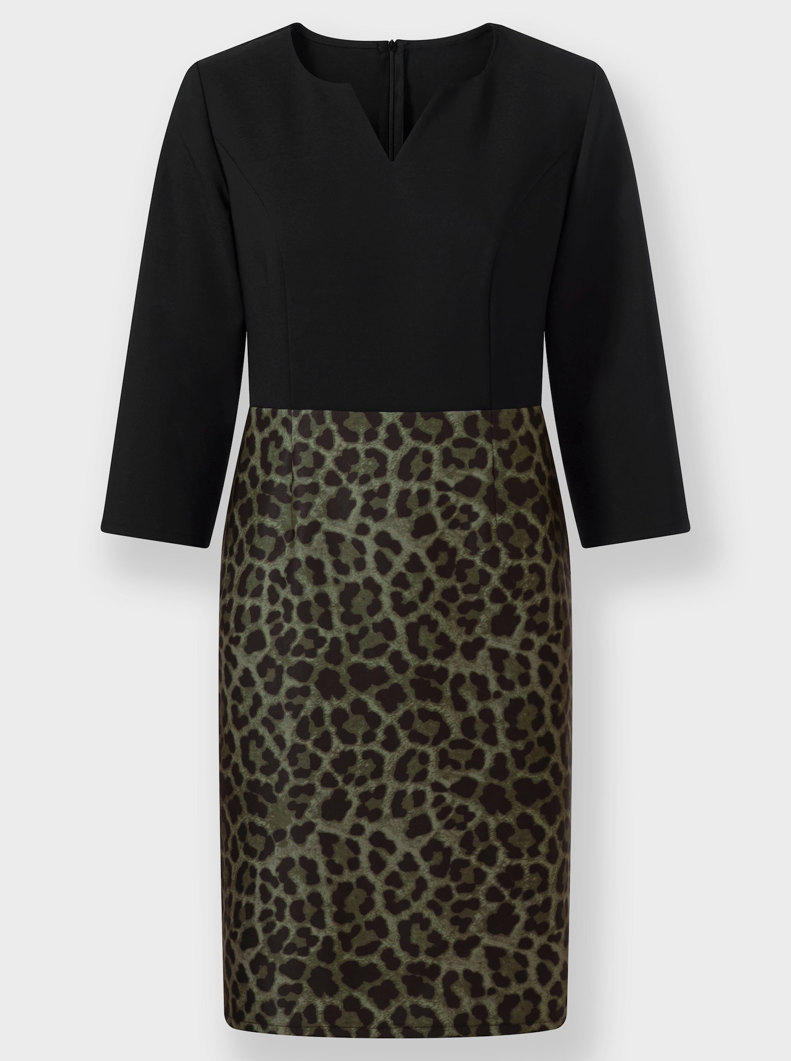 heine Etuikleid mit Animal-Print - schwarz-oliv-bedruckt