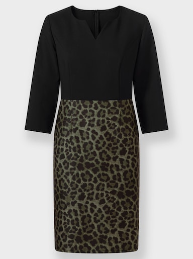 heine Etuikleid mit Animal-Print - schwarz-oliv-bedruckt