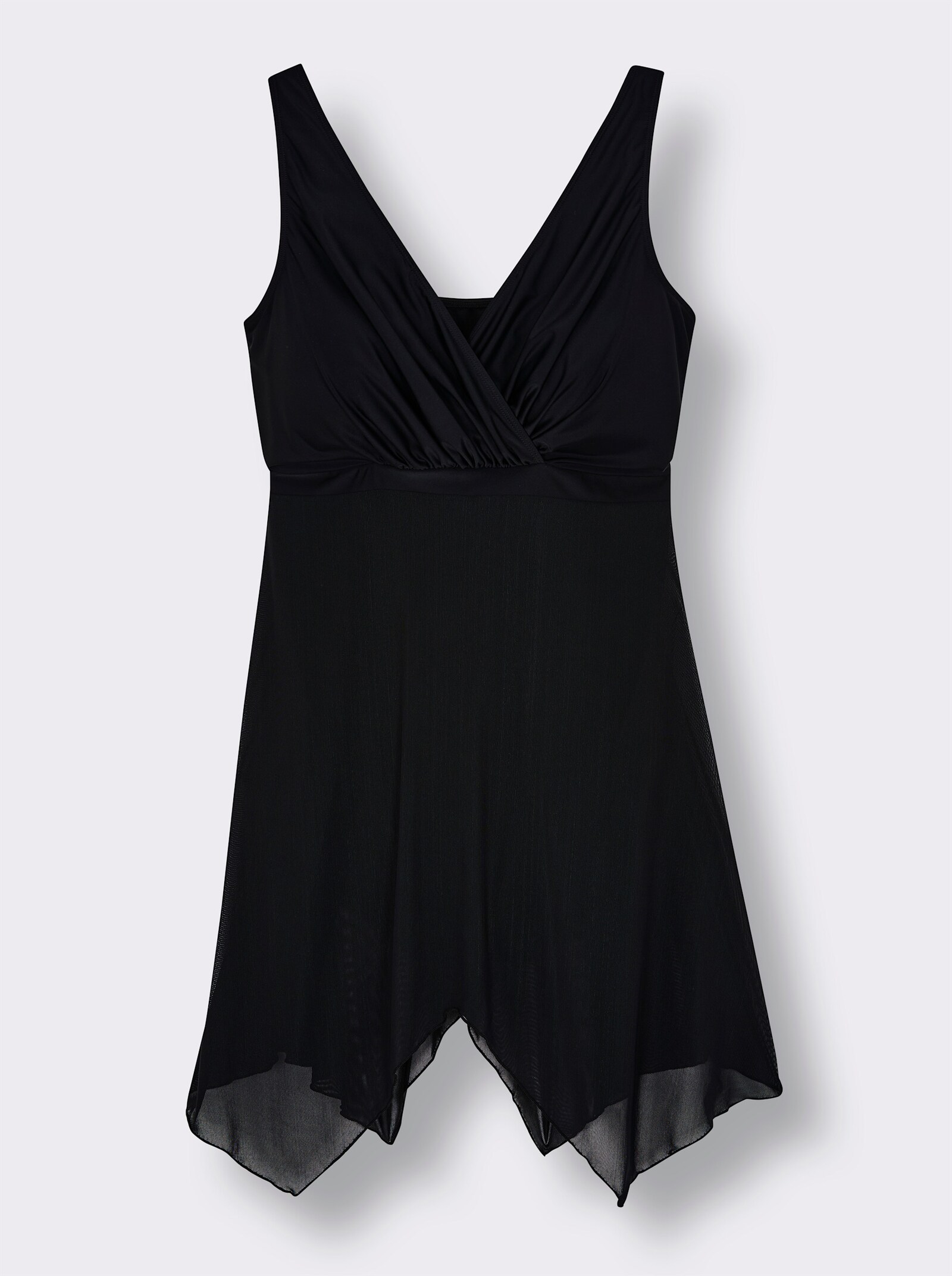 sheego Badekleid mit Mesh-Rock und Shaping-Effekt - schwarz