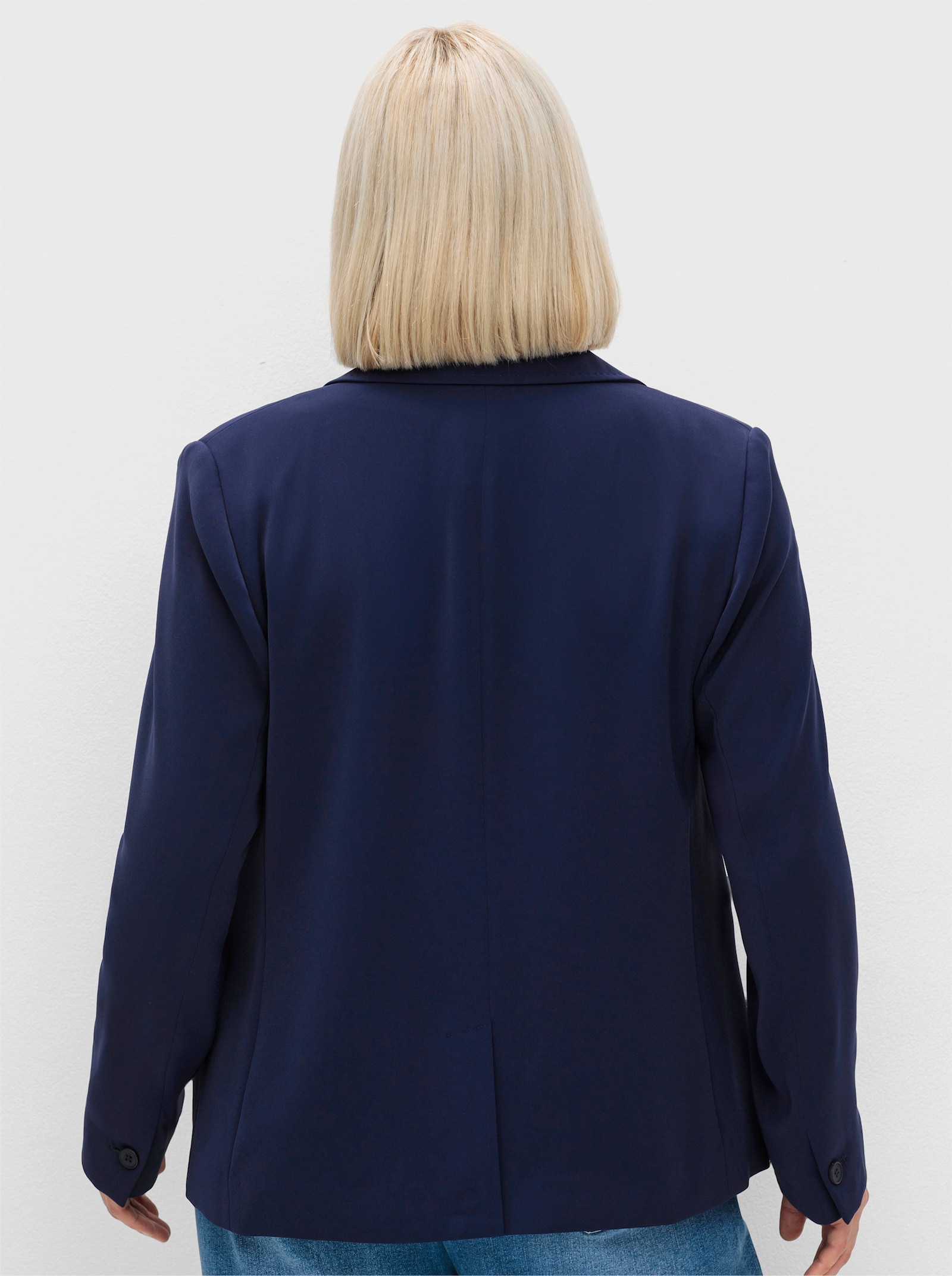 sheego Blazer mit Reverskragen - tiefblau