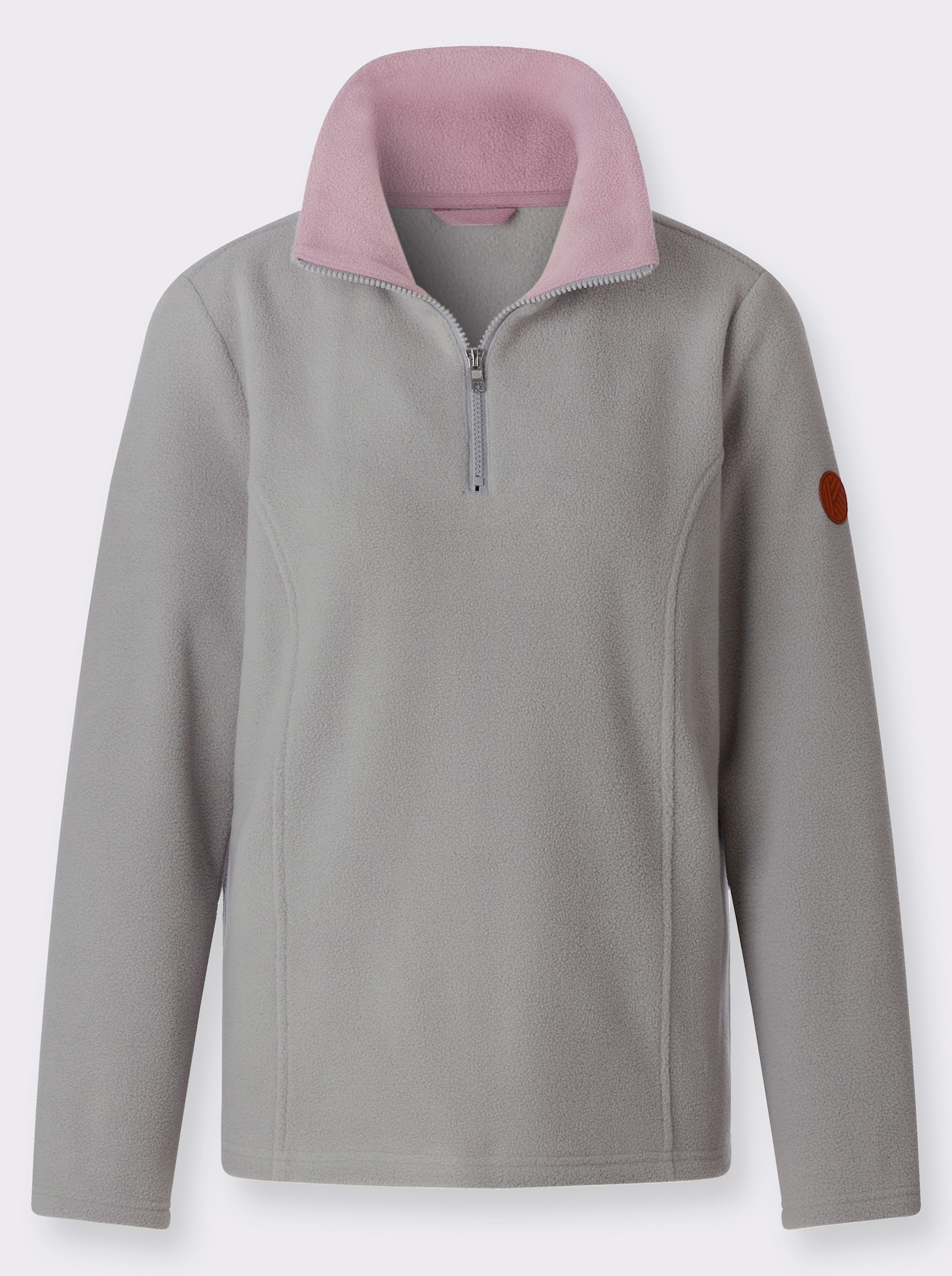 Fleeceshirt mit Reißverschluss - steingrau-mauve