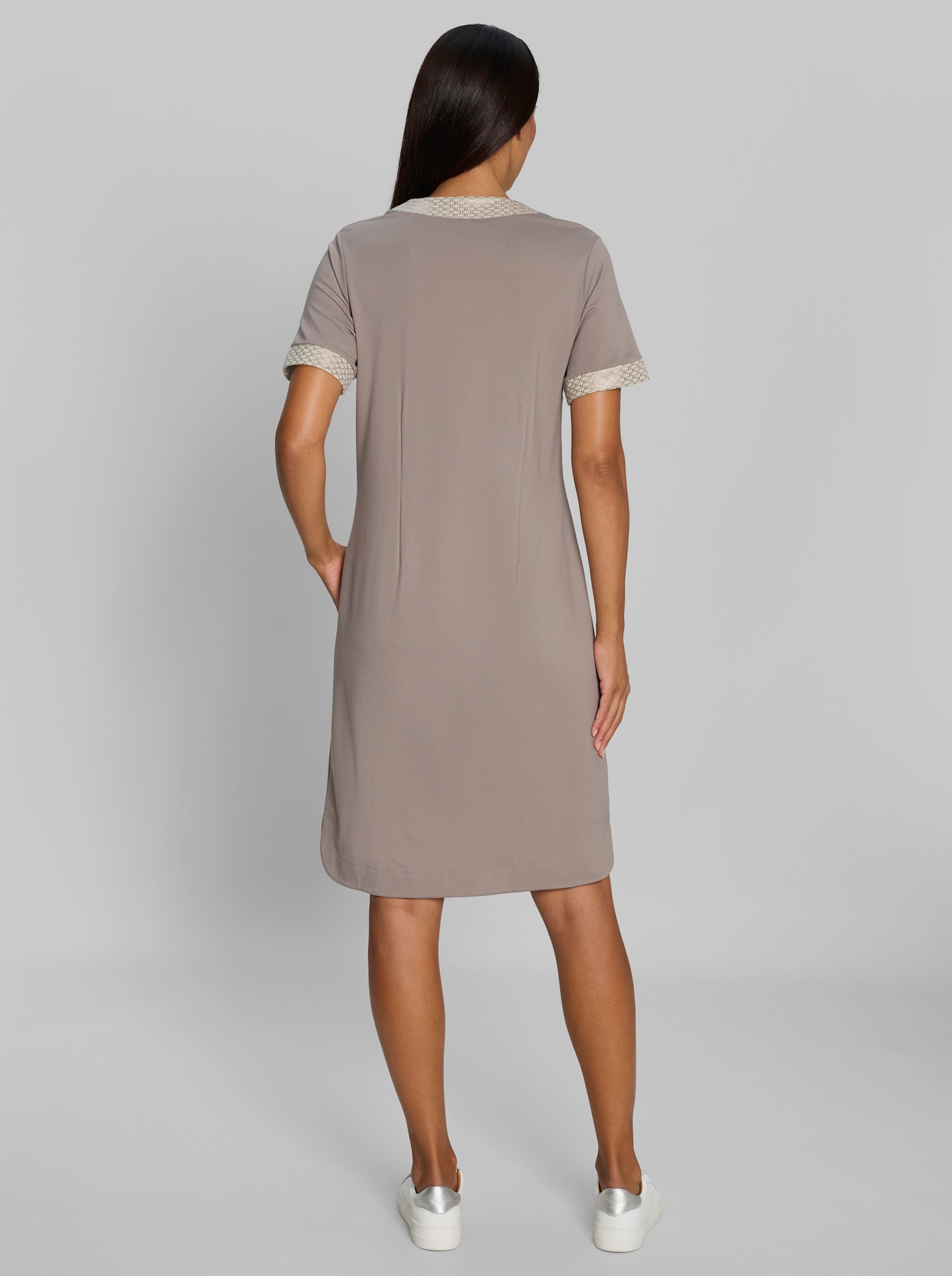 heine Jerseykleid mit Foliendruck - taupe