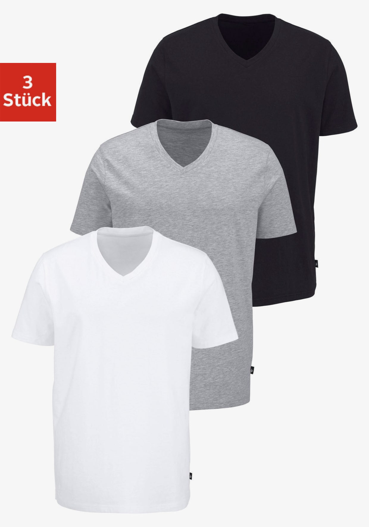 Bruno Banani T-Shirt - schwarz, weiß, grau-meliert
