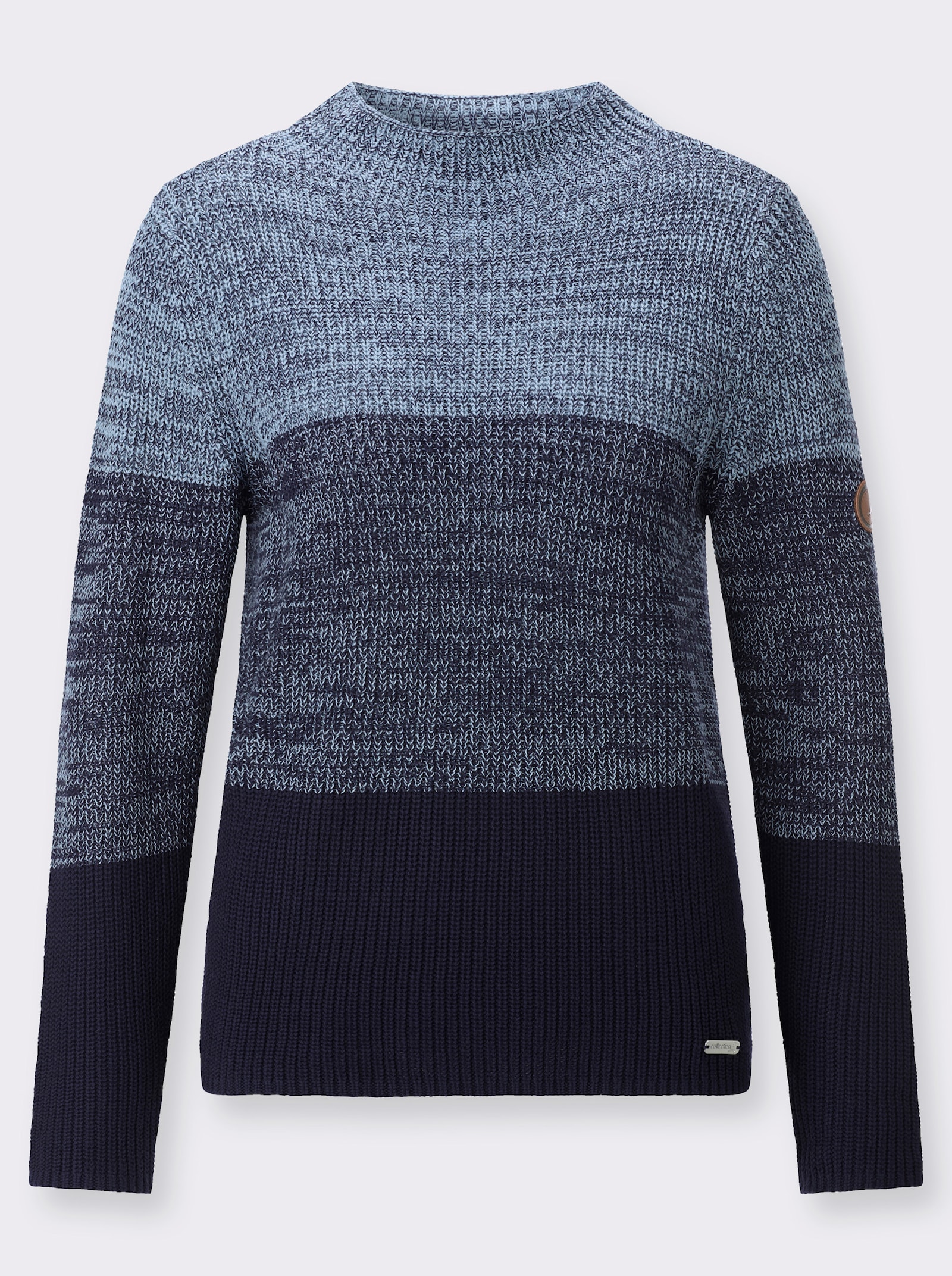 Stehkragenpullover mit Colourblocking - bleu-marine-geringelt