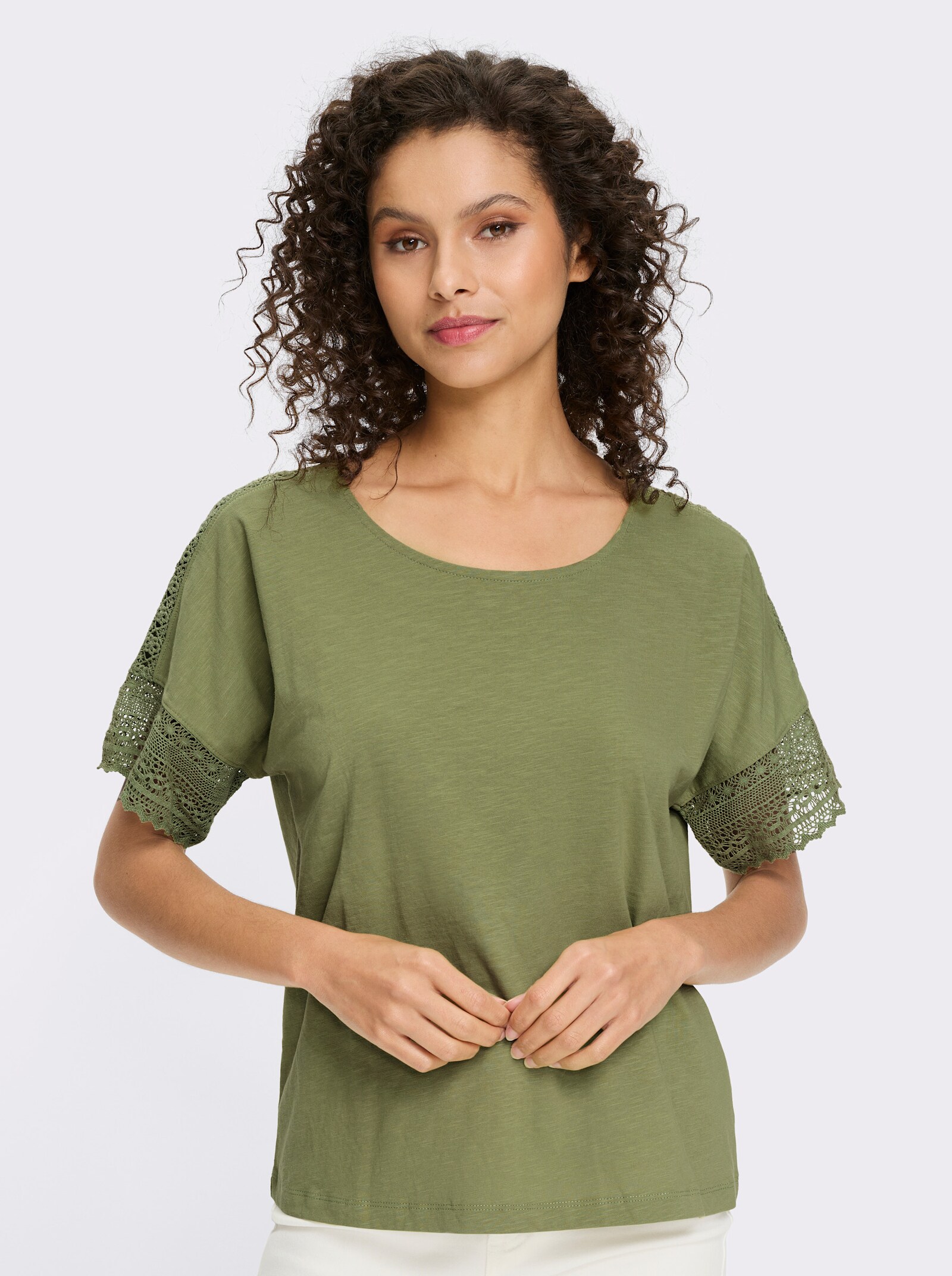 heine Kurzarmshirt aus Flammgarn - schilf