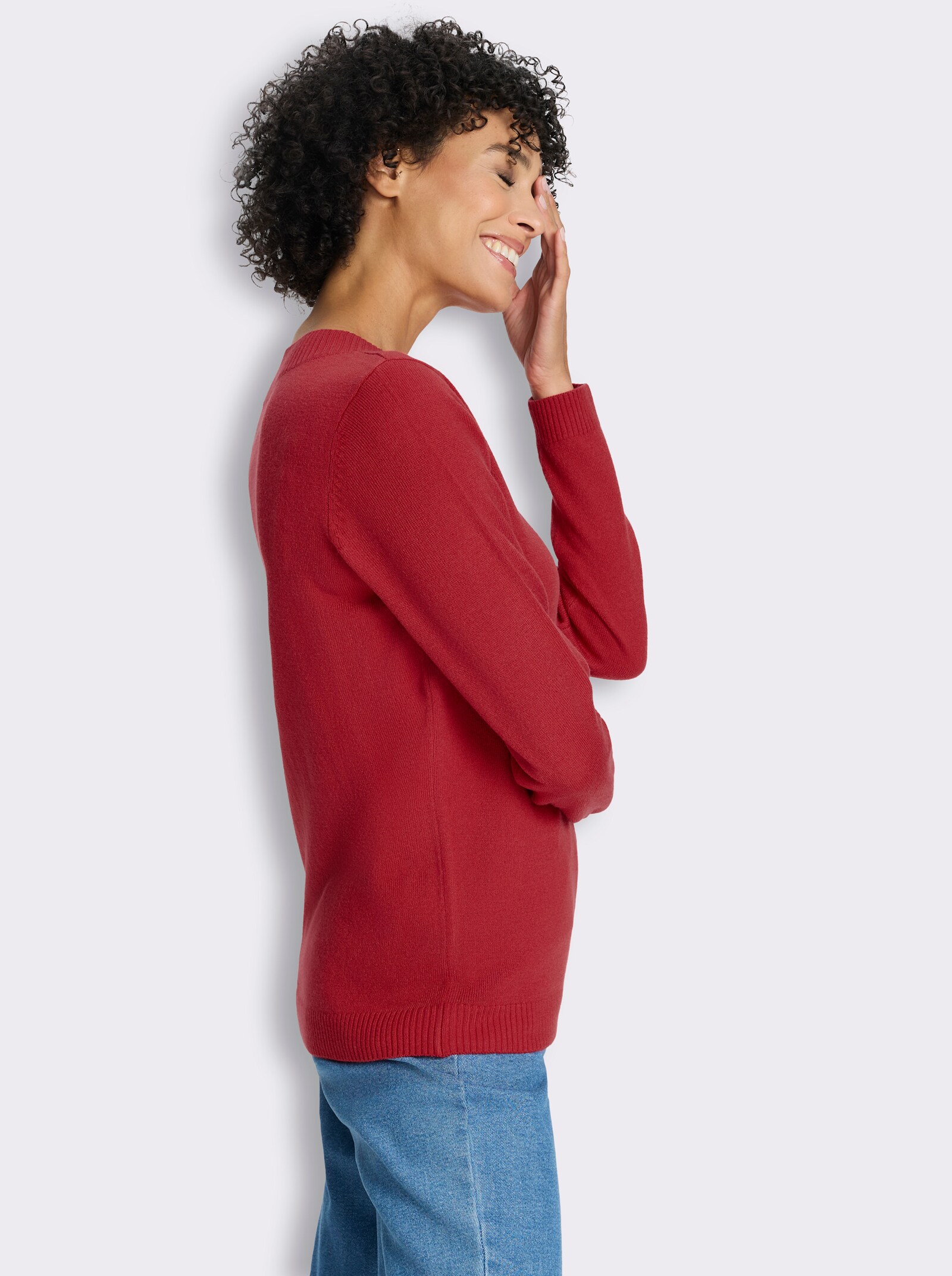 Langarm-Pullover in pflegeleichter Qualität - erdbeere