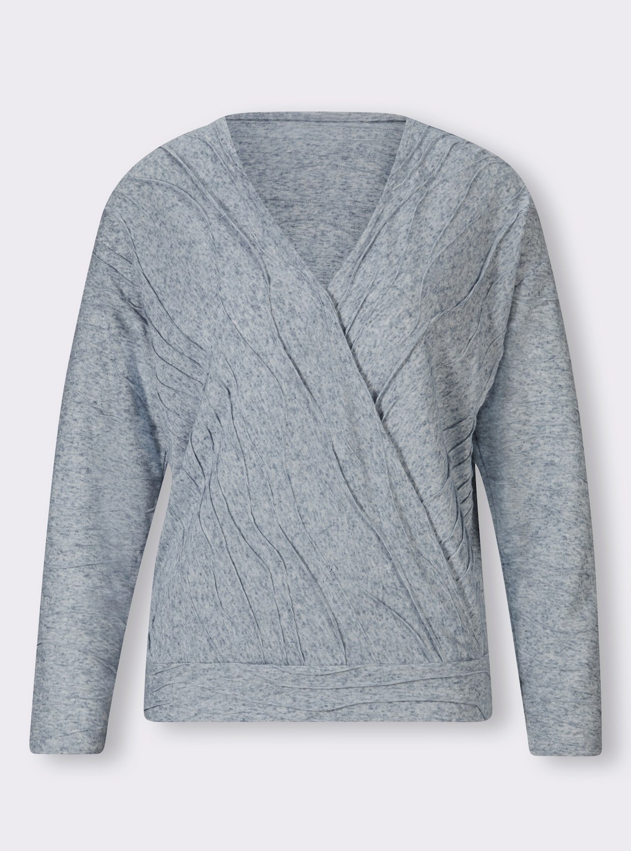 heine Shirt met V-hals - middelblauw/hemelsblauw gemêleerd