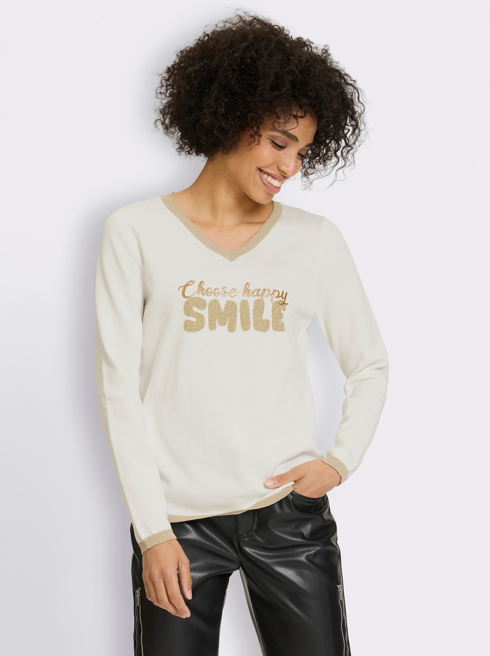 heine Pullover mit Glanzdetails - ecru