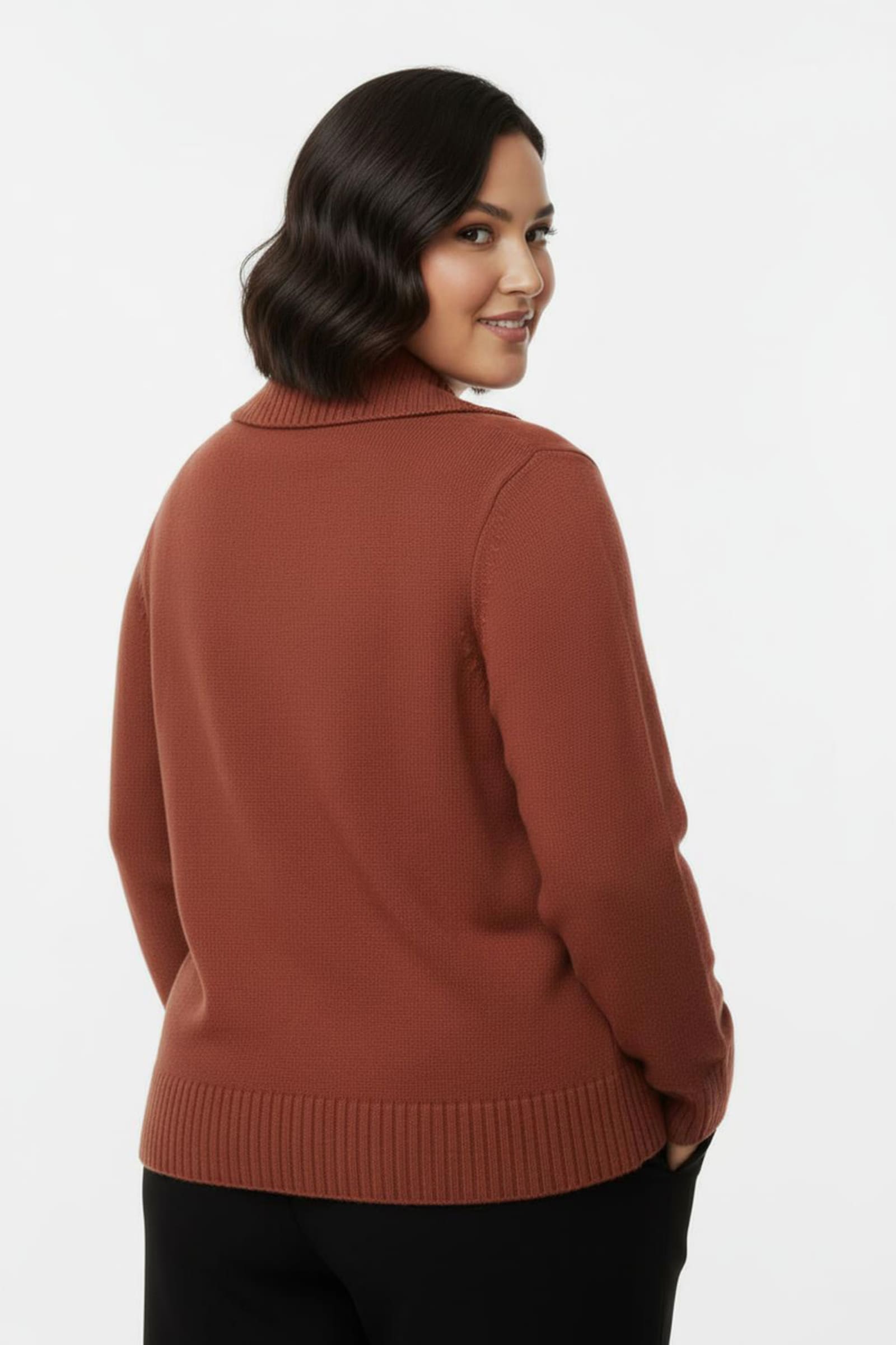 Troyer mit breiten Rippabschlüssen - rostrot