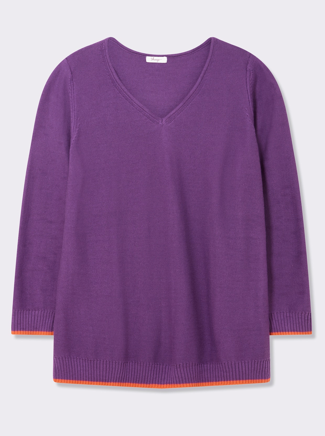 sheego V-Ausschnitt-Pullover - lila-orange
