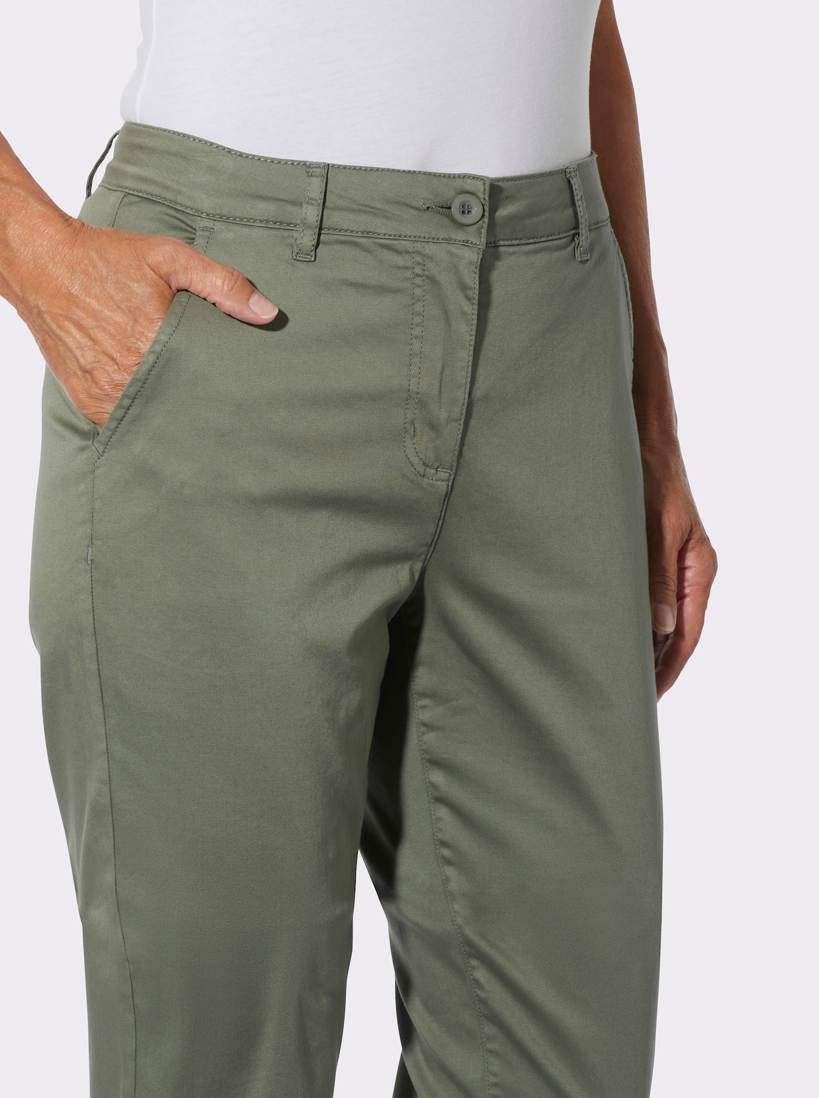 Chinohose mit Satin-Glanz - khaki