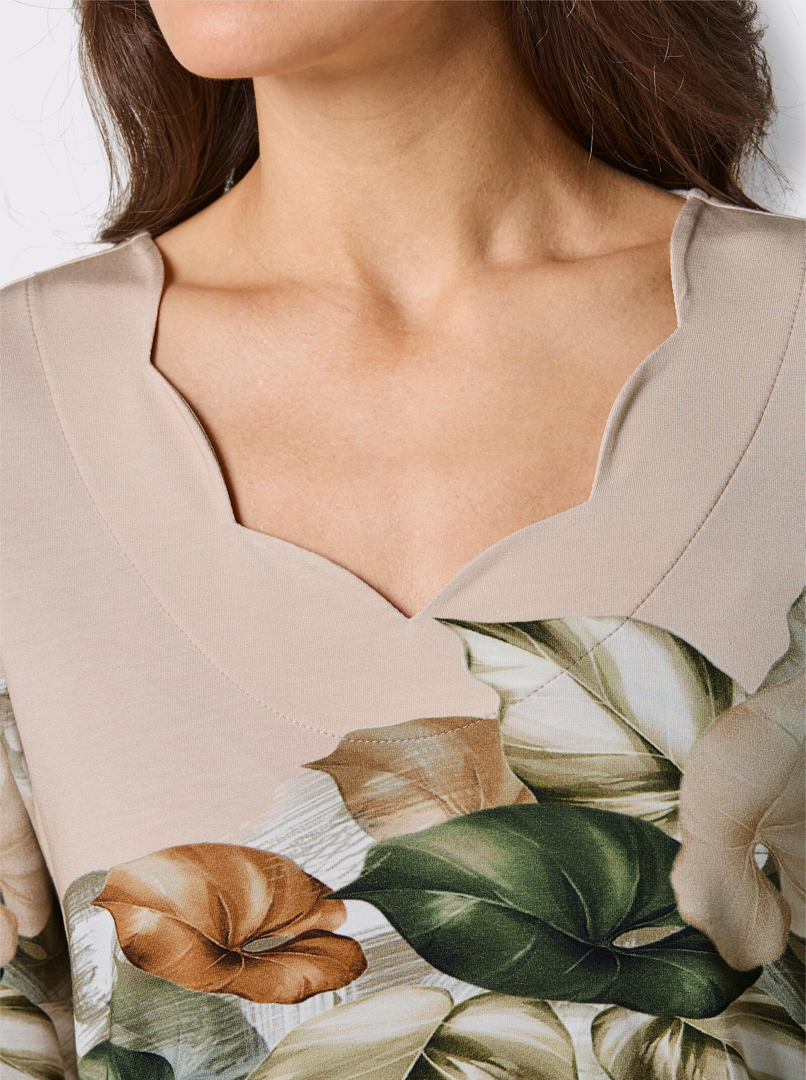 CREATION L PREMIUM Print-Shirt mit platziertem Druck - elfenbein-schlamm-bedruckt