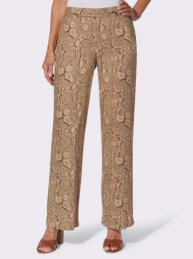 Druckhose in Schlupfform - camel-braun-bedruckt