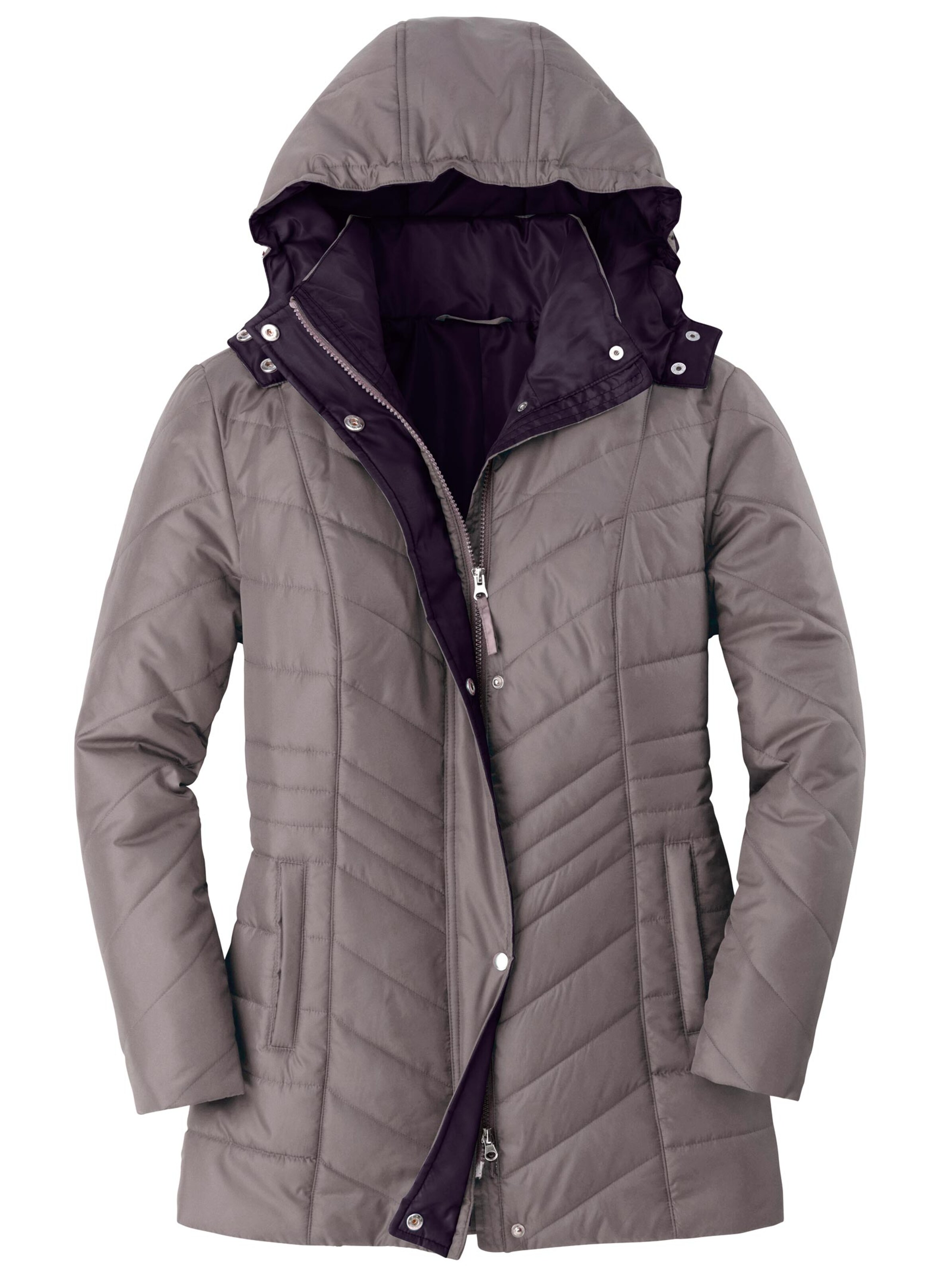 Steppjacke - taupe-schwarz