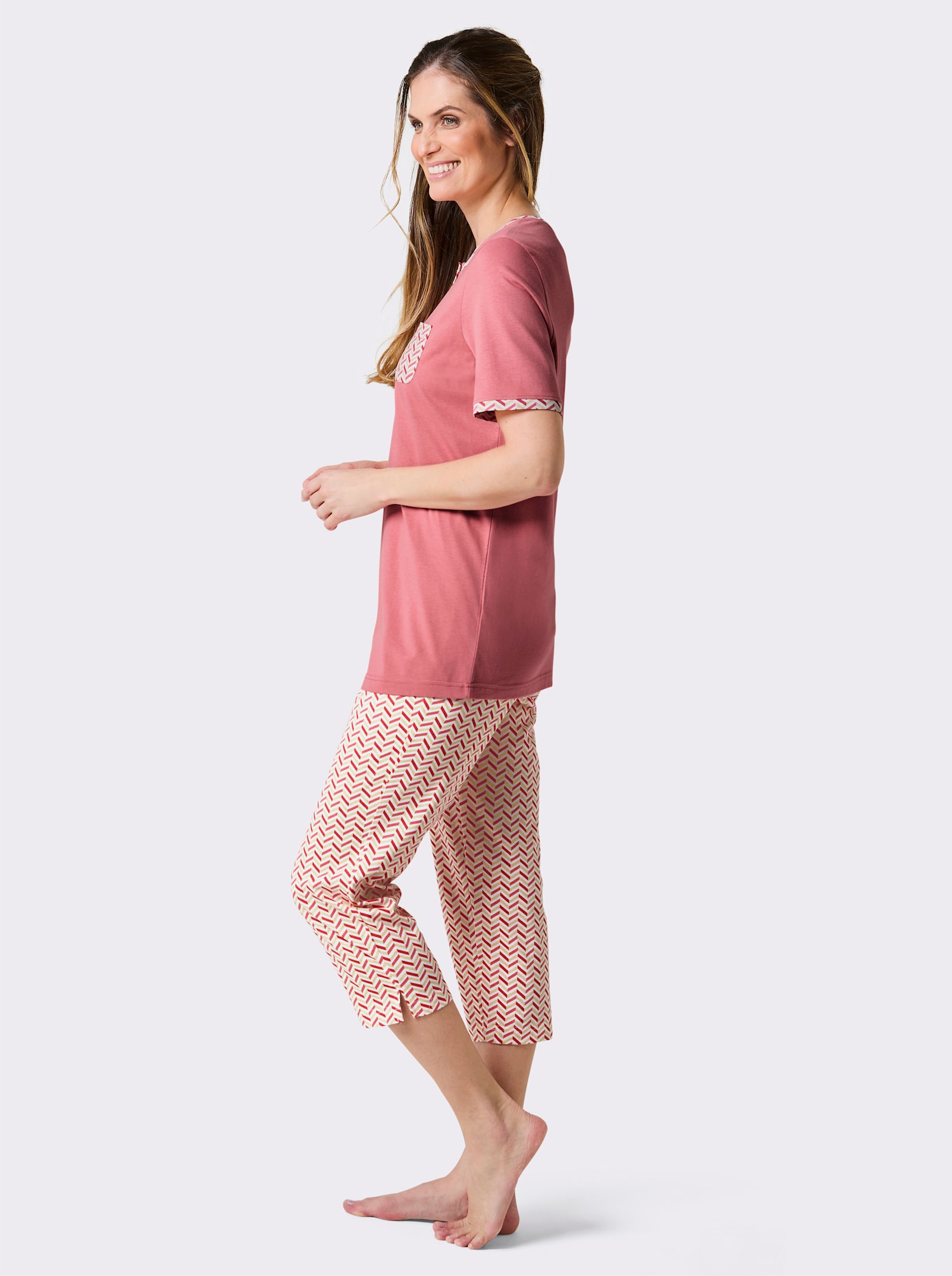 wäschepur Capri-Anzug - flamingo-weiß-bedruckt