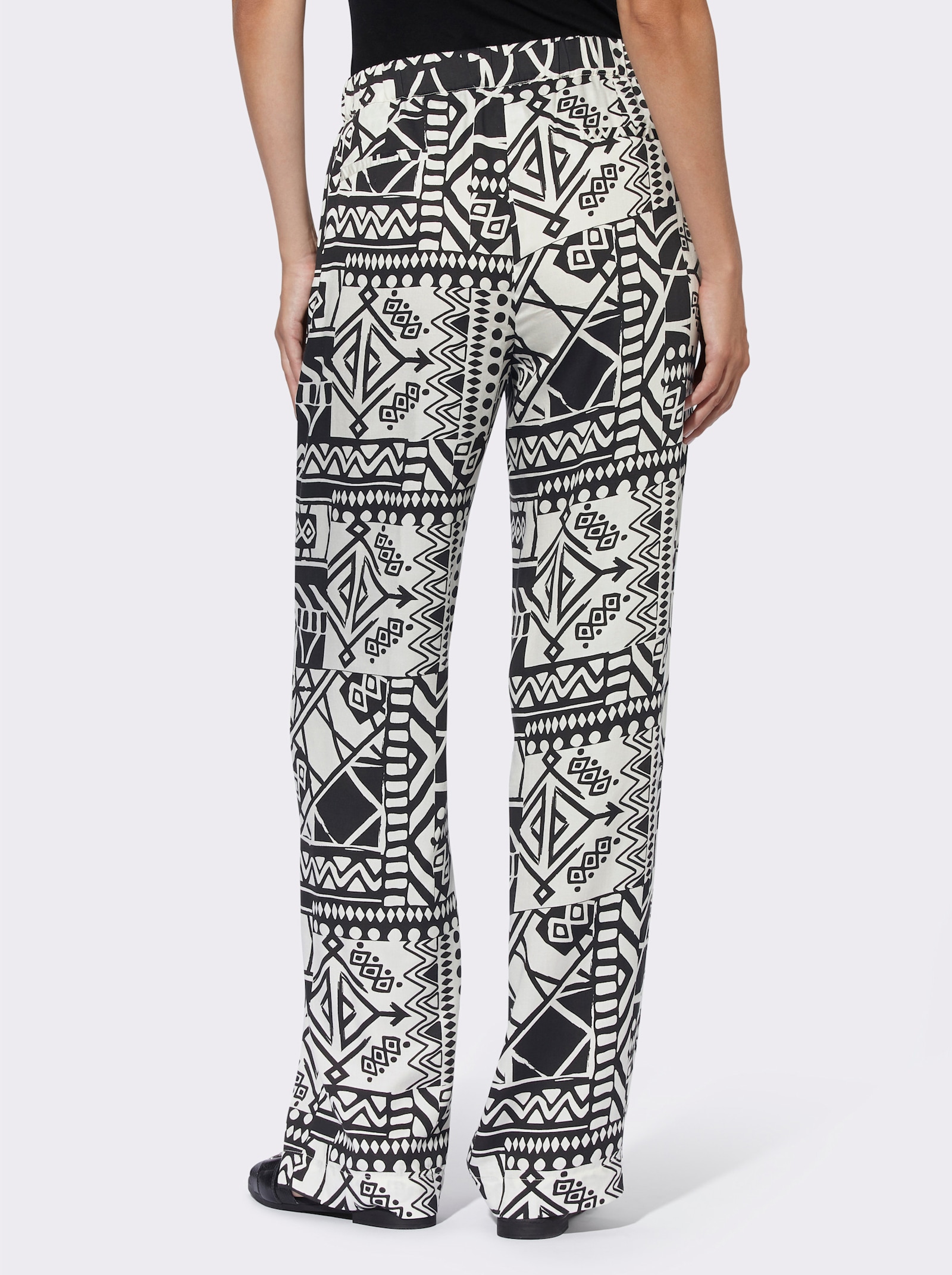 heine Pantalon imprimé avec lettrage - noir-couleur ivoire imprimé