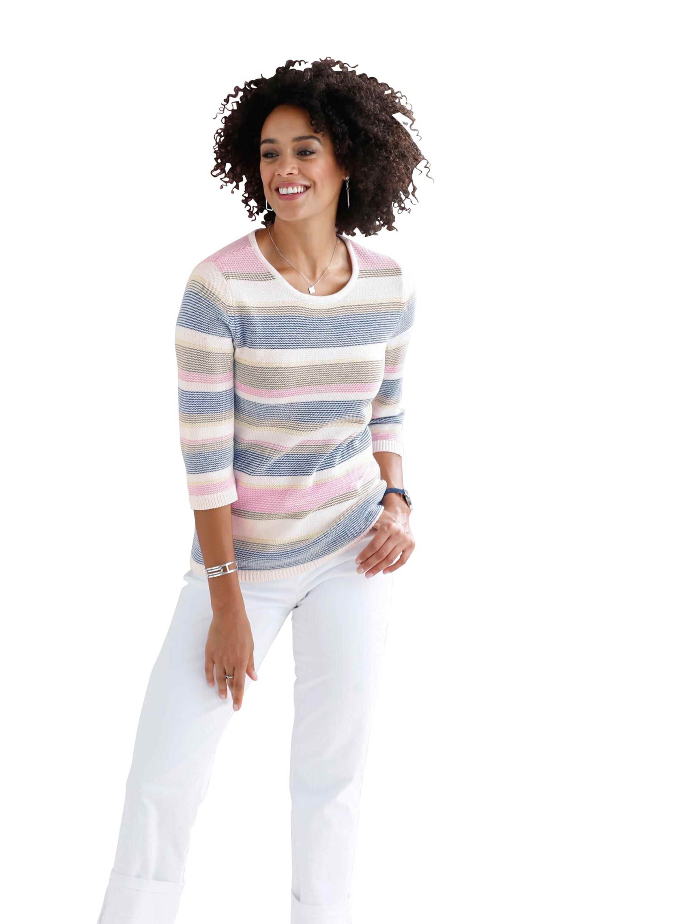 Pullover - ecru-gestreift