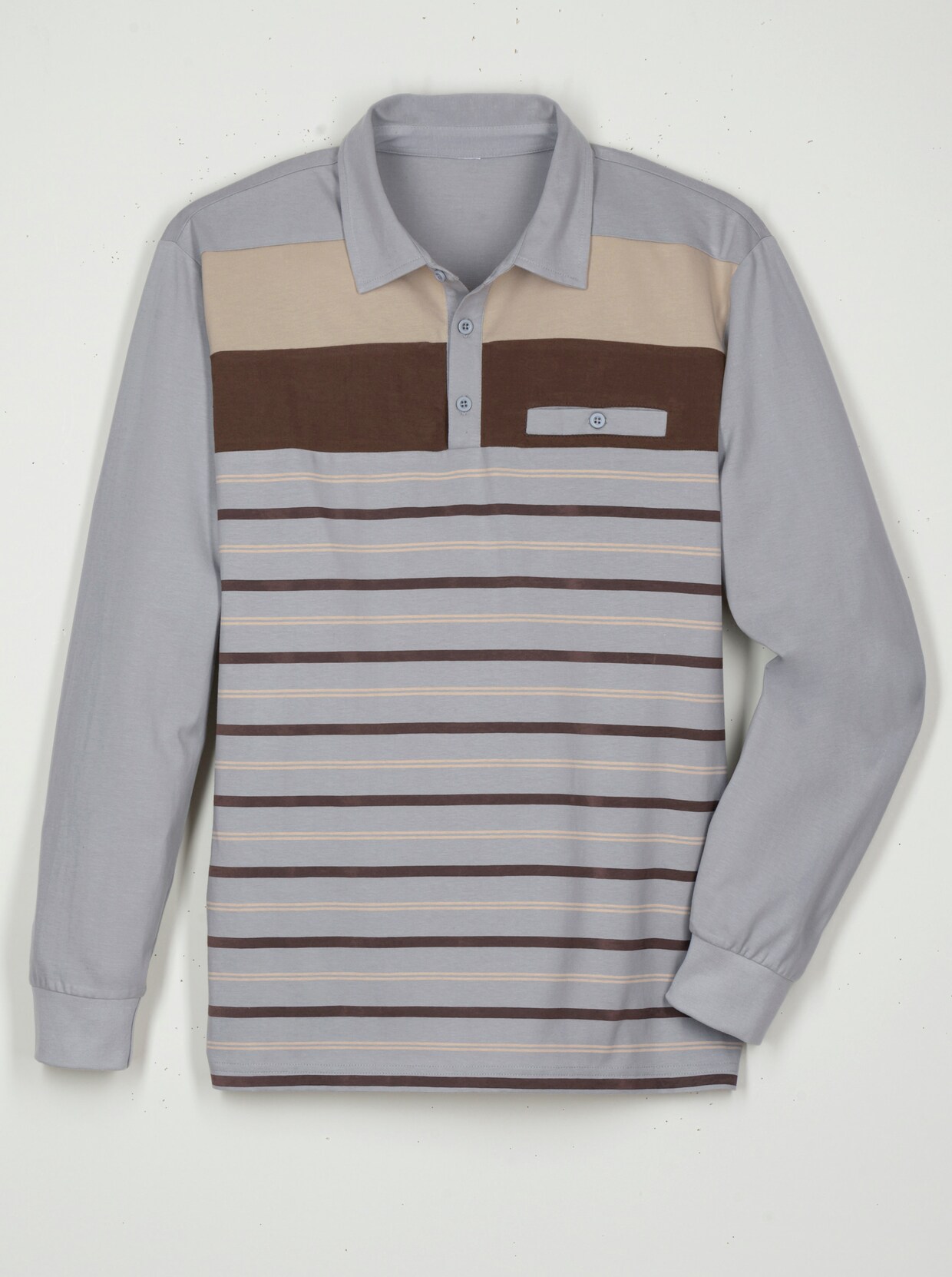 Poloshirt - steengrijs gedessineerd