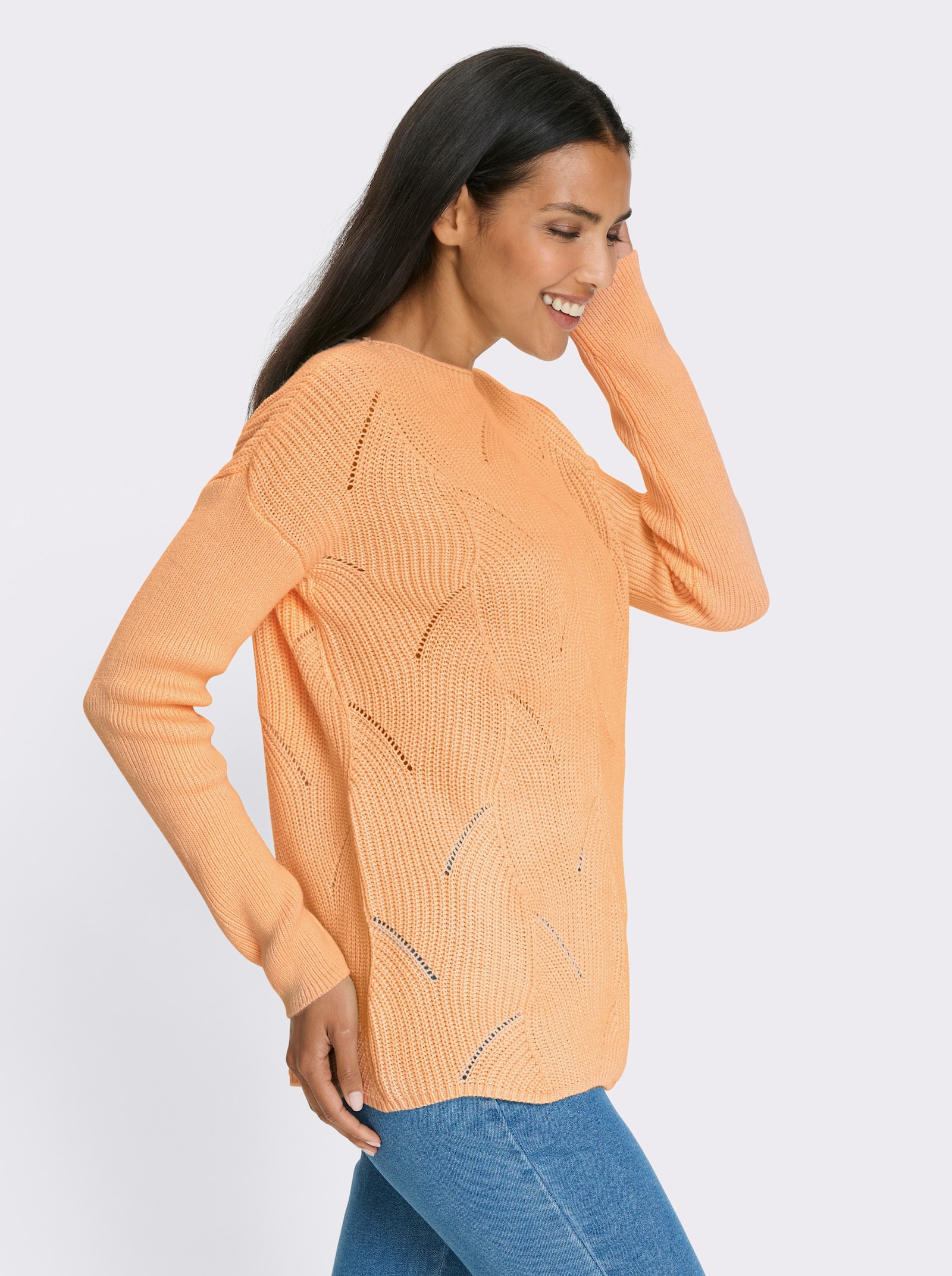 Pullover mit U-Boot-Ausschnitt - apricot