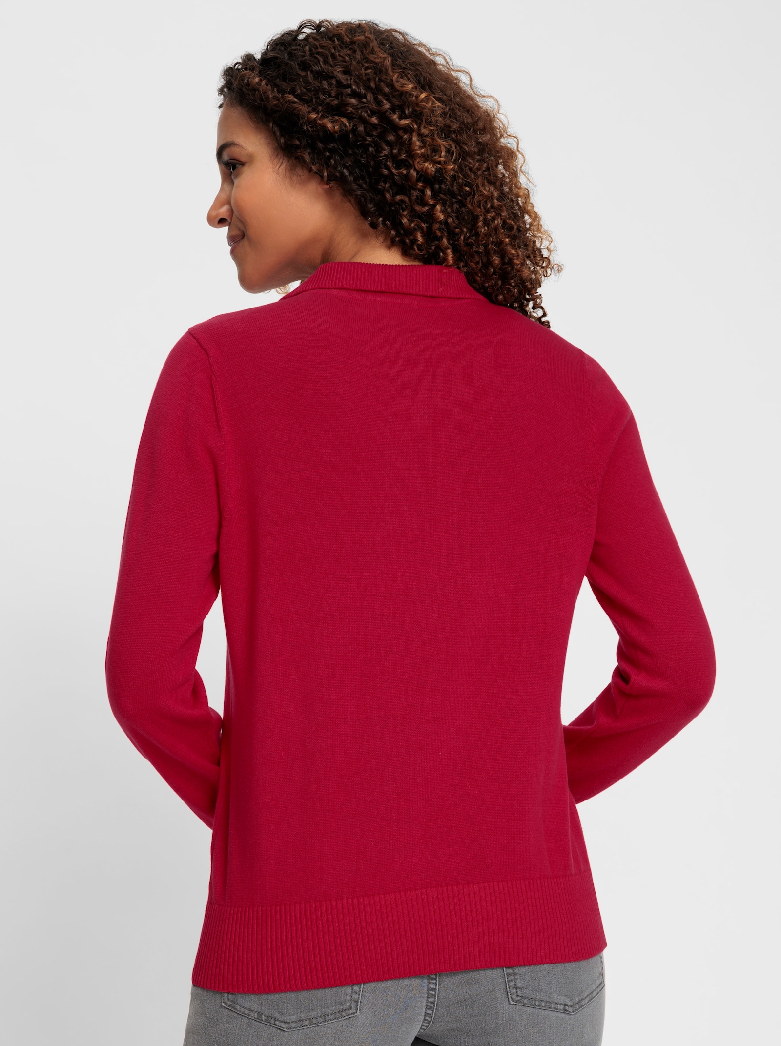 Polopullover mit kurzer Knopfleiste - rot