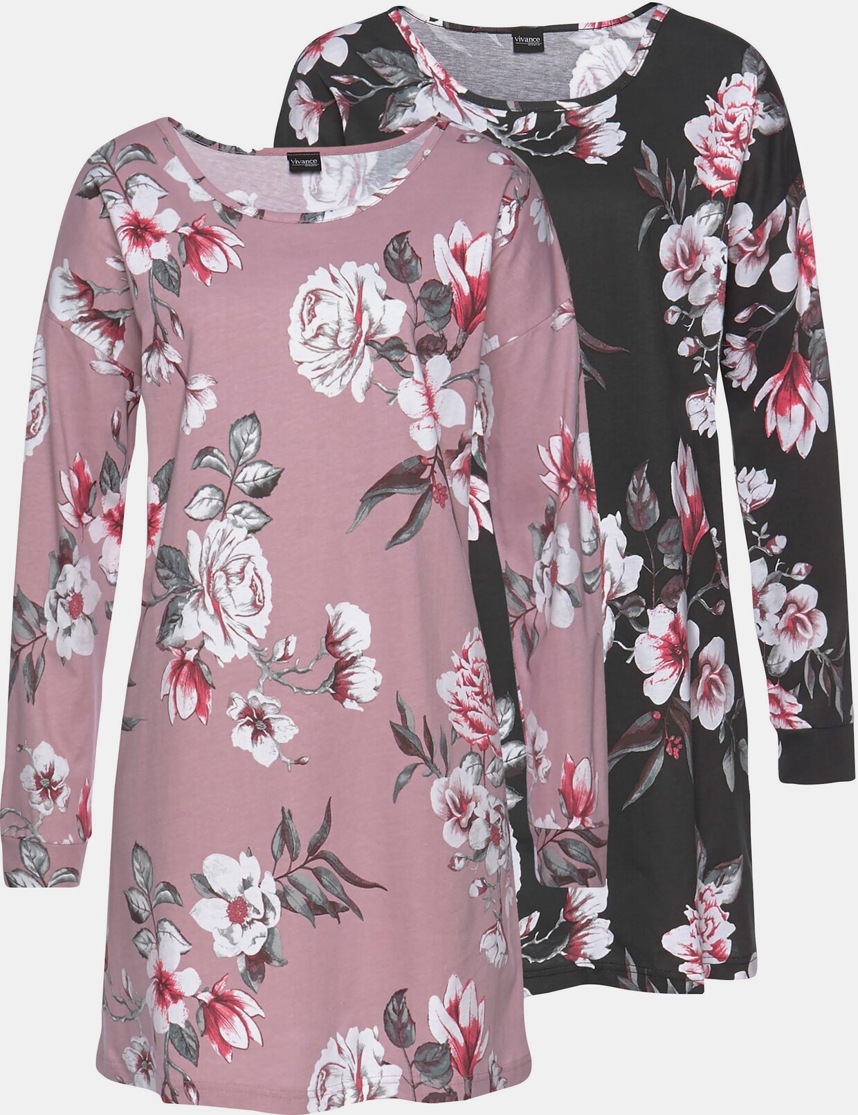 Vivance Dreams Sleepshirt - lila-schwarz-geblümt