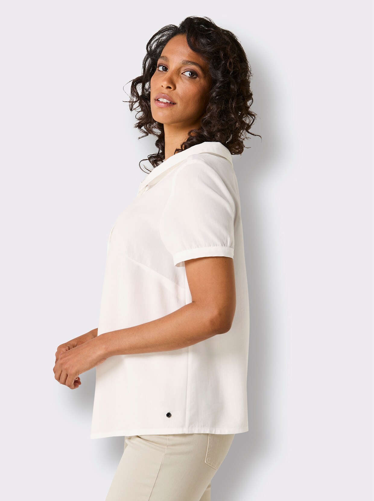 CREATION L PREMIUM Kurzarm-Bluse - weiß