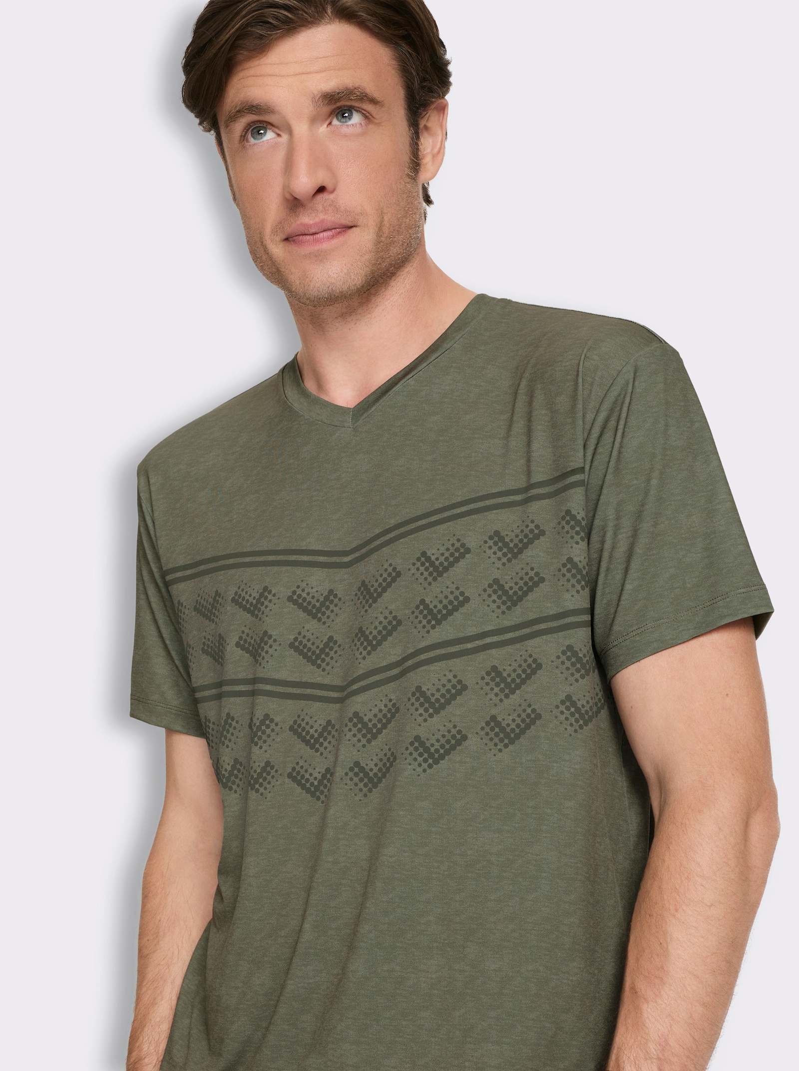 Funktionsshirt mit Seitenschlitzen - khaki-meliert