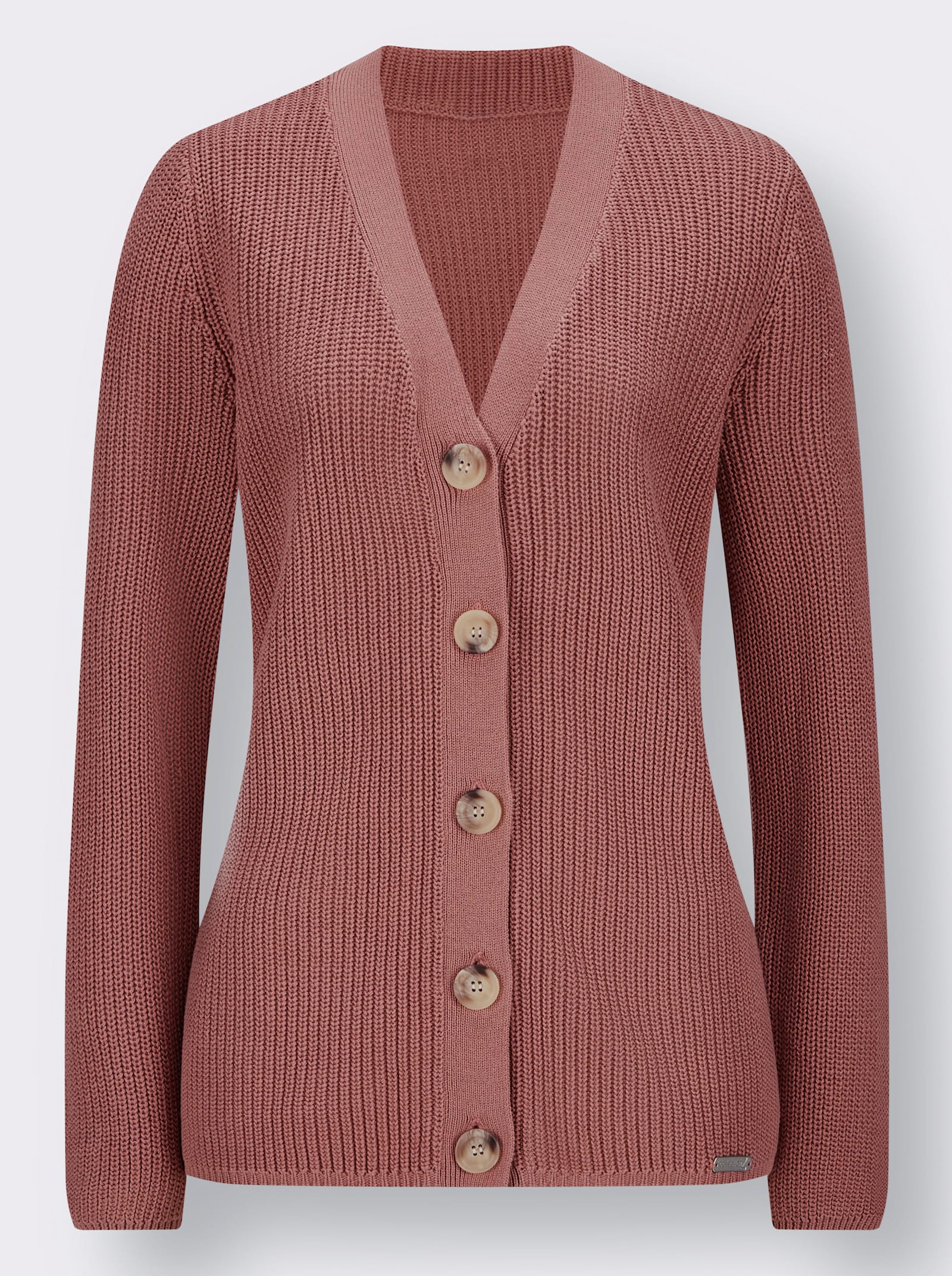 Cardigan in Rippenstrick - rosenholz