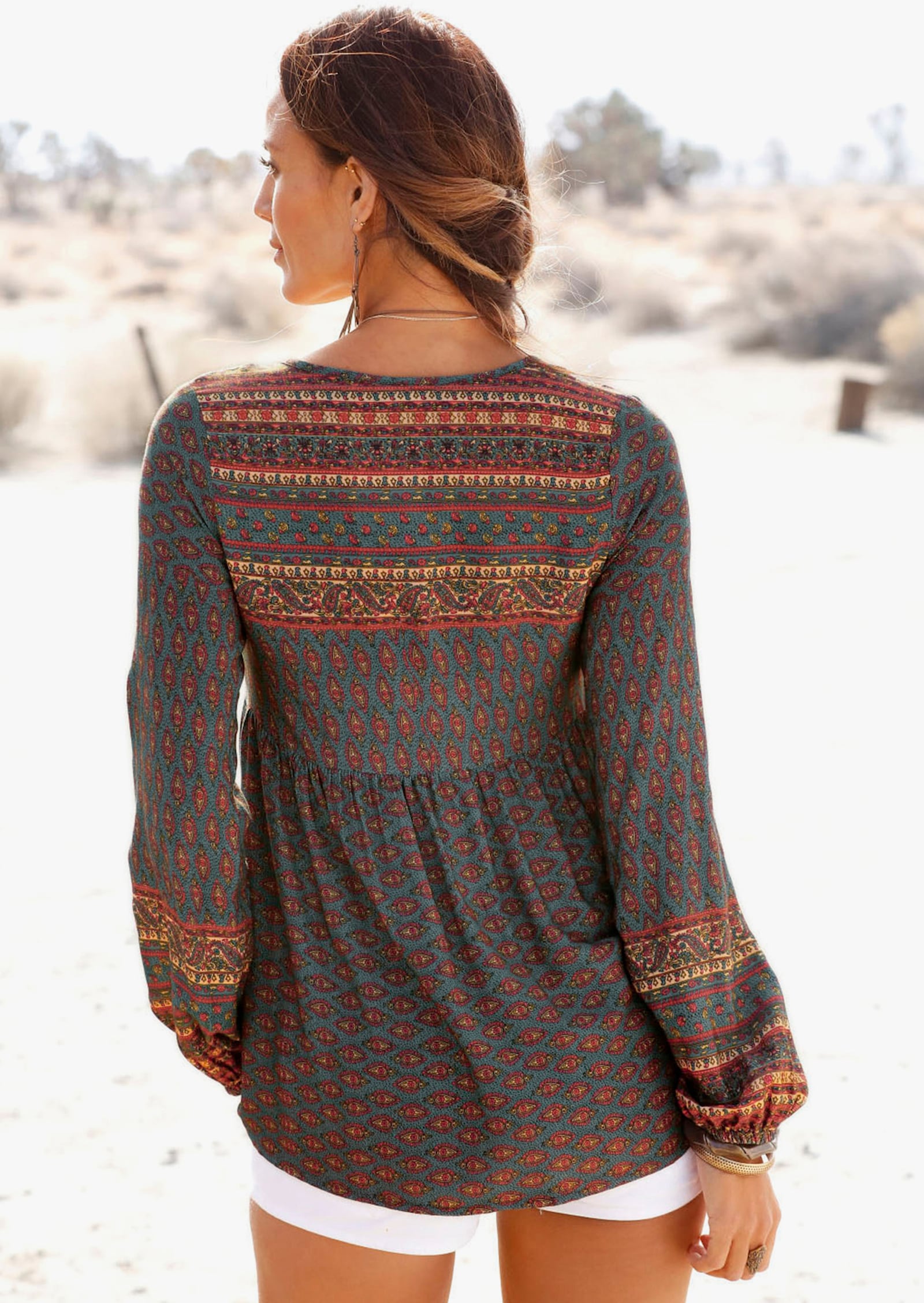 Buffalo Schlupfbluse - petrol-bedruckt