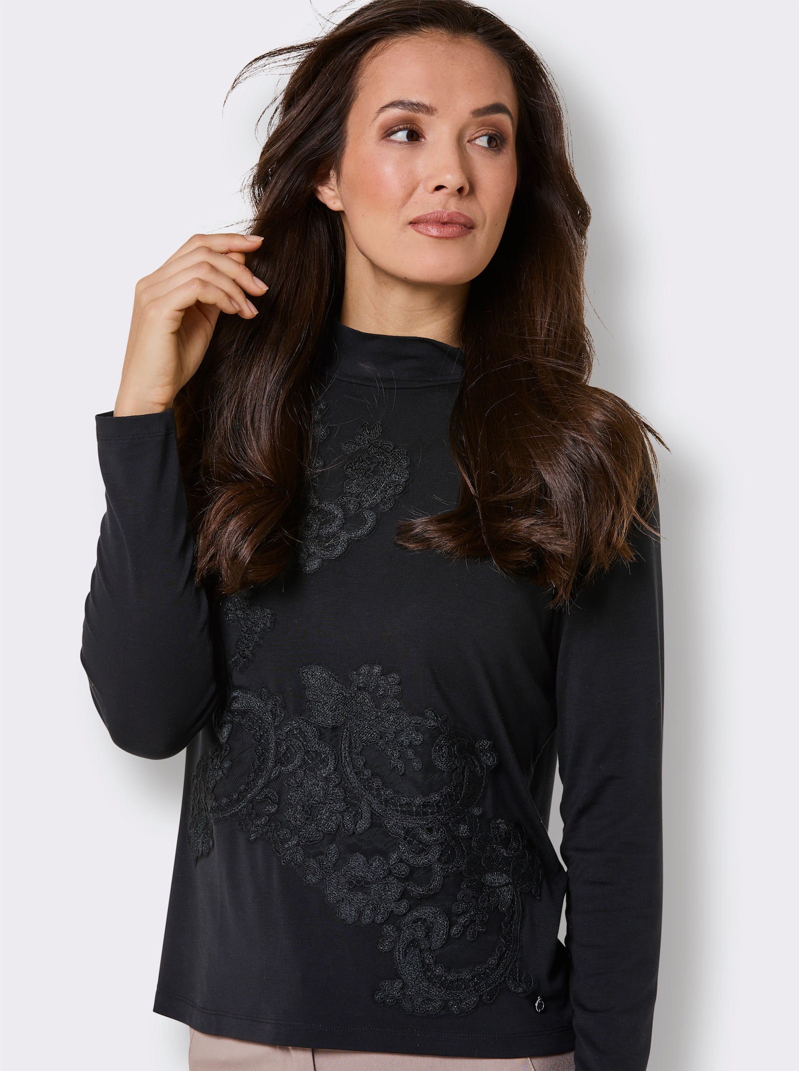 CREATION L PREMIUM Langarmshirt - schwarz