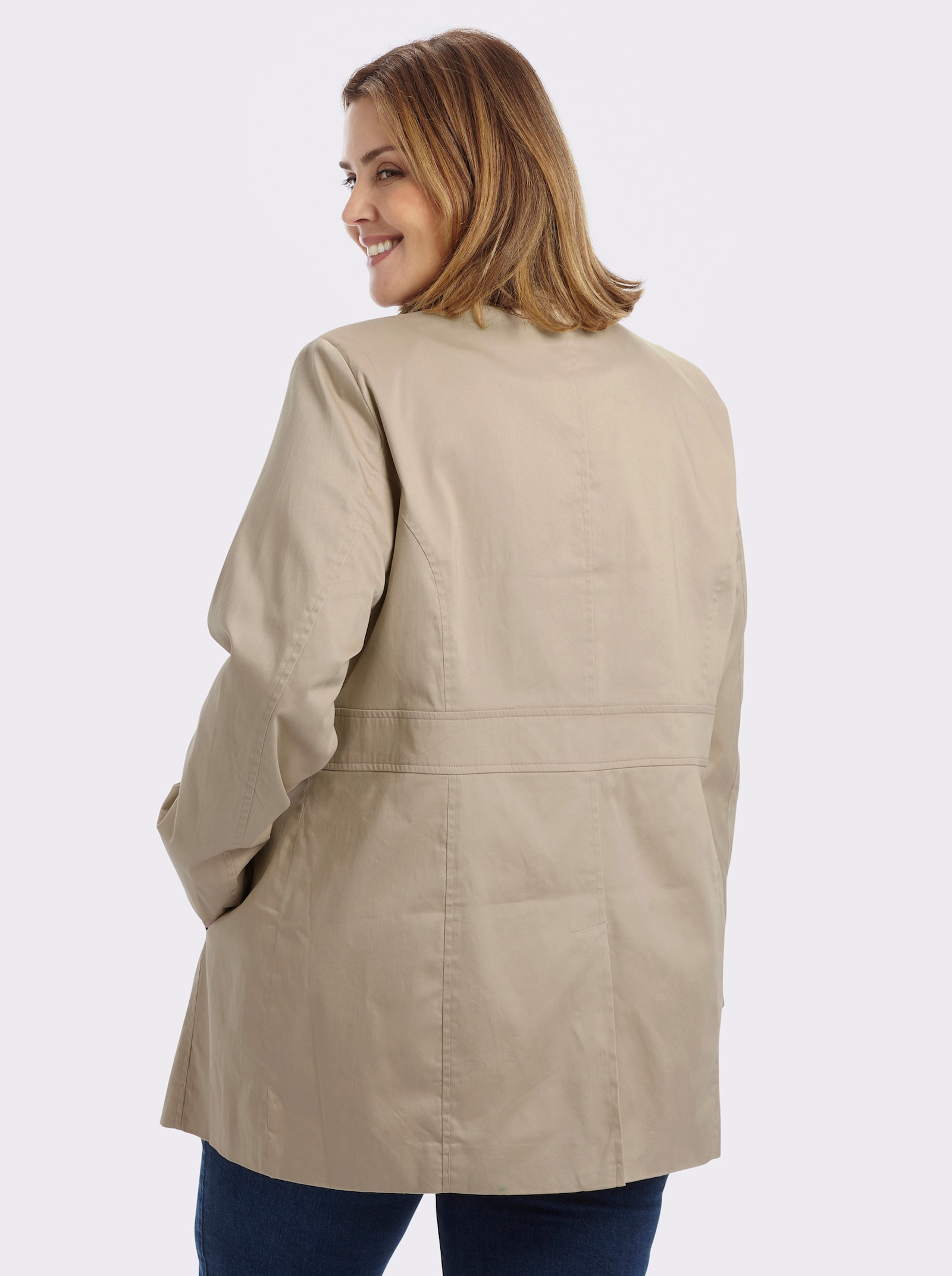 Jacke mit variablem Kragen - beige