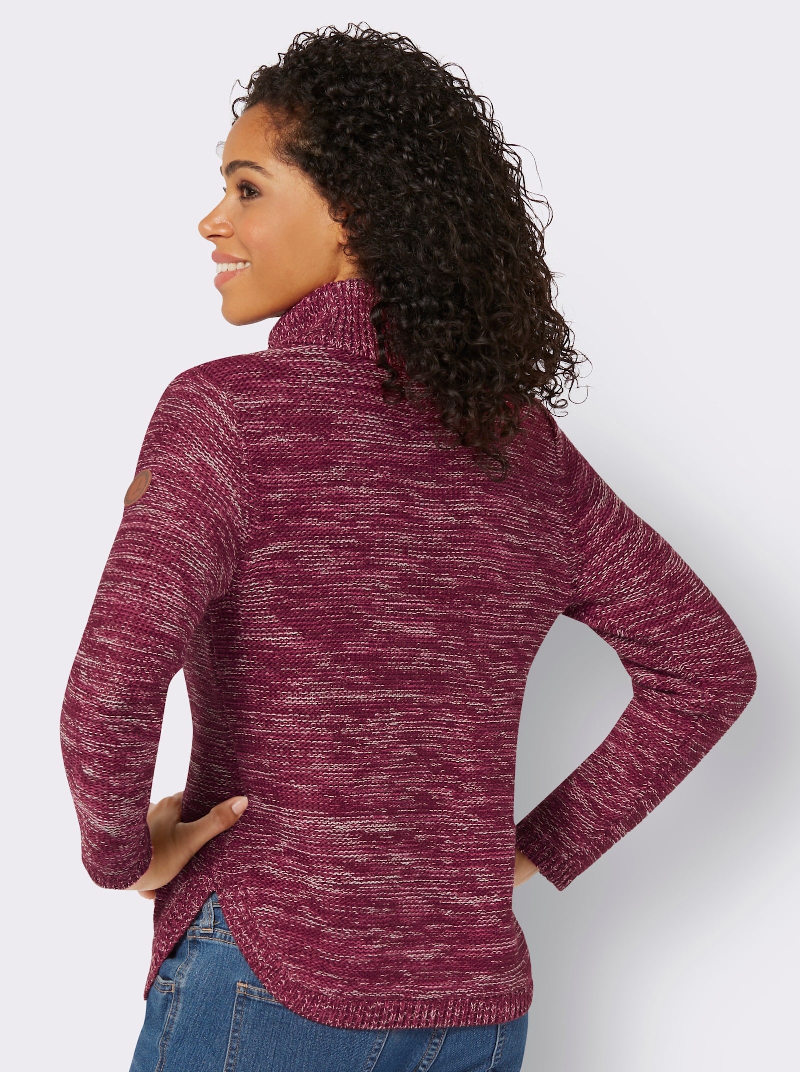 Pullover mit Rollkragen - bordeaux-meliert