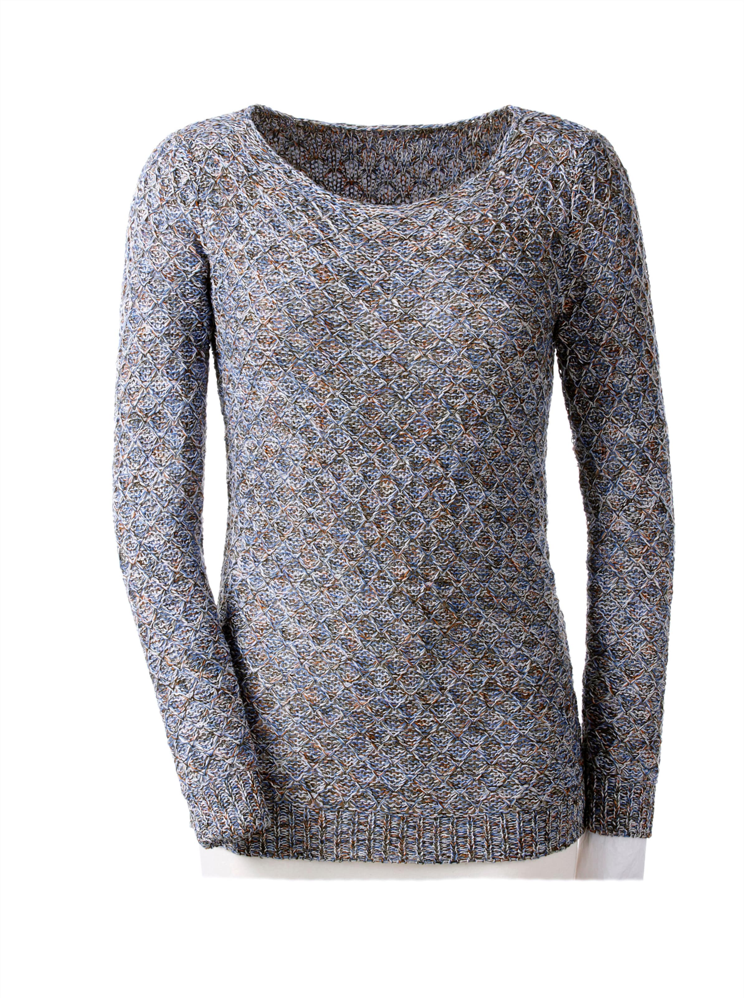 Sheego Damen Jeansblau-Gemustert Rundhalspullover - Bild 2