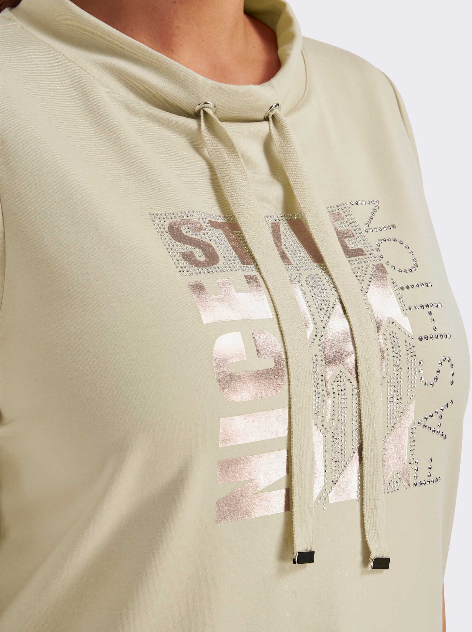 Kurzarmshirt mit Stehkragen - sand