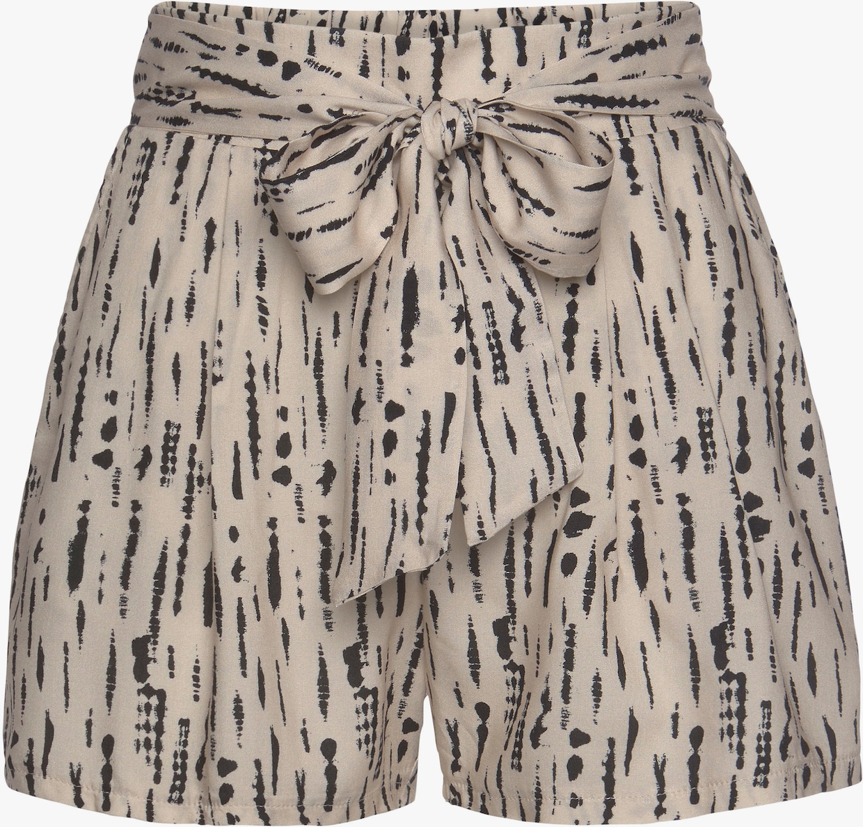 s.Oliver Webshorts - beige-schwarz-bedruckt