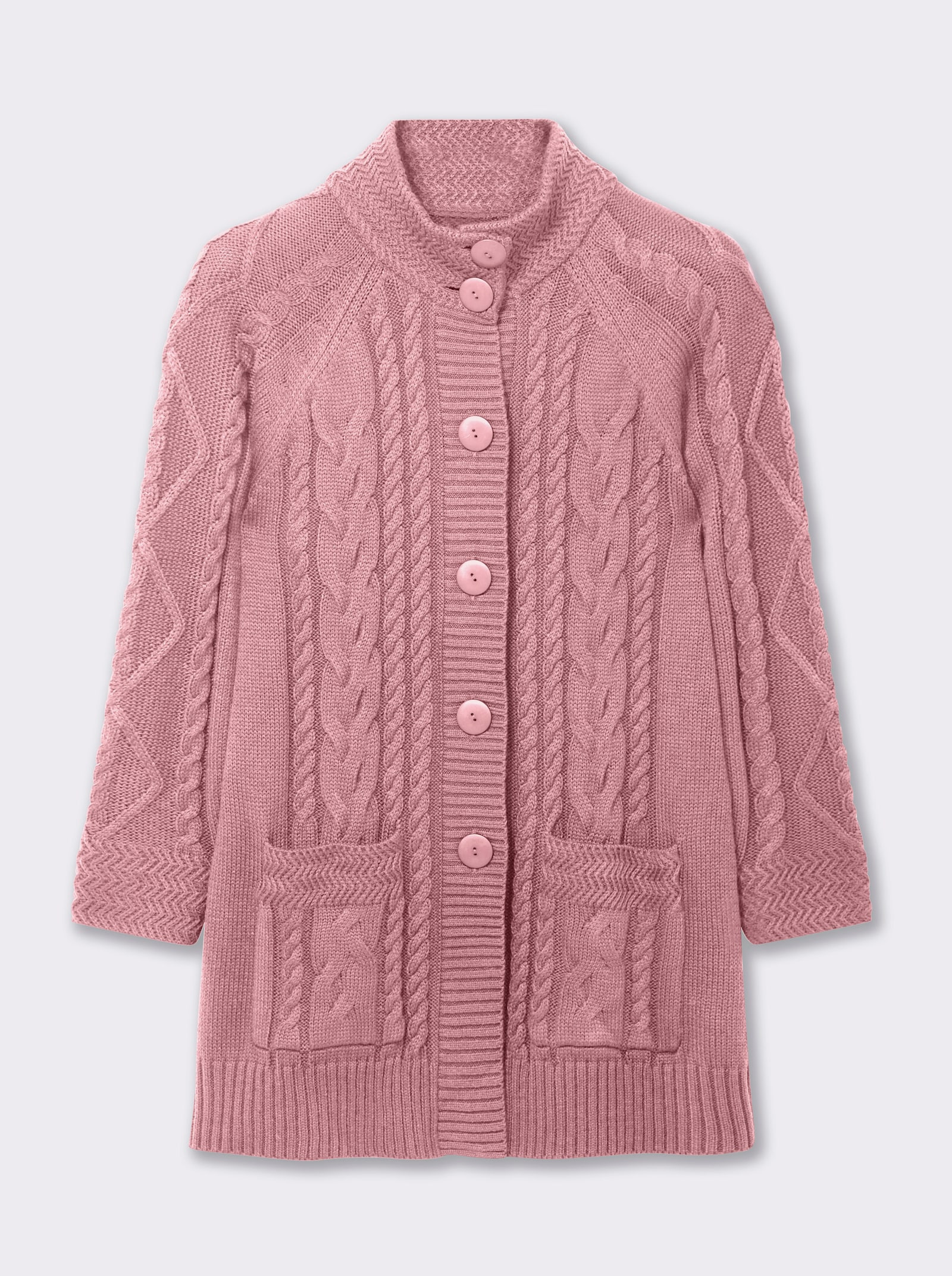 Longstrickjacke mit Einstrickmuster - hortensie