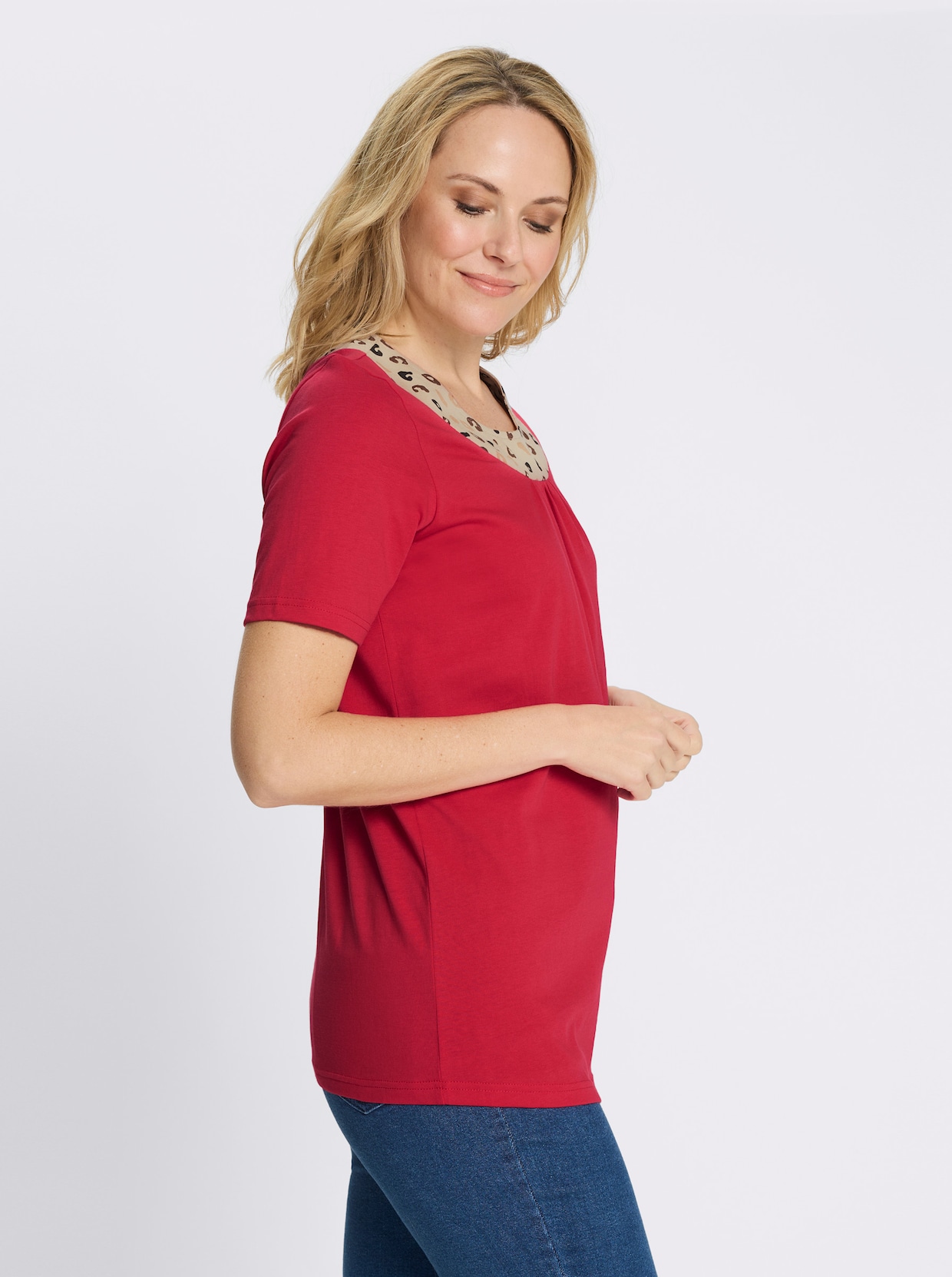 Longshirt mit Leo-Druck - erdbeere