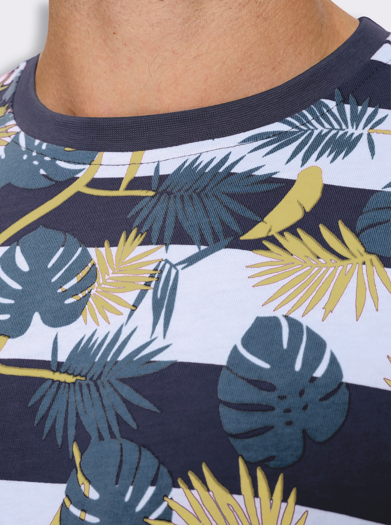Marco Donati Kurzarmshirt mit Mustermix allover - marine-bedruckt